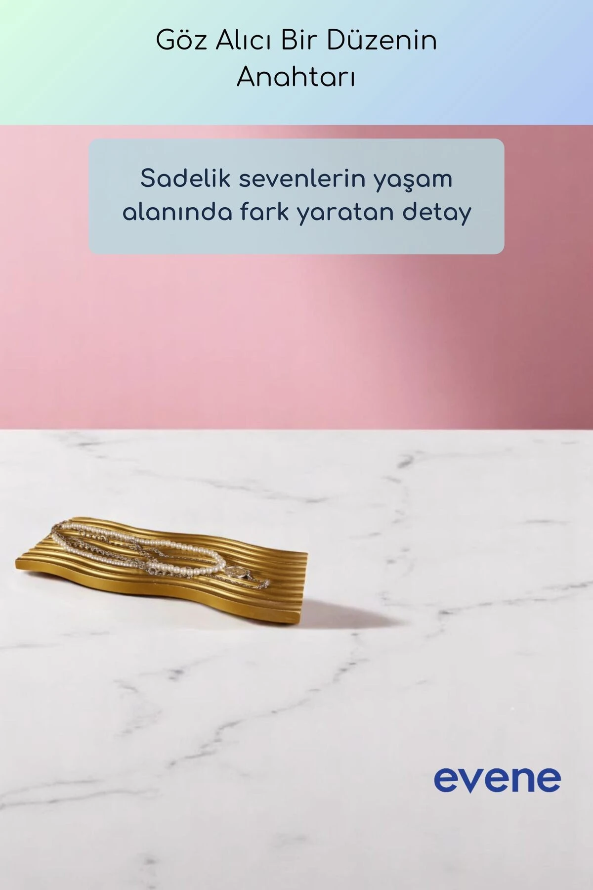 Takı Organizer Makyaj Düzenleyici Kozmetik Organizer Dekoratif Tabak Altın Renk Model 33