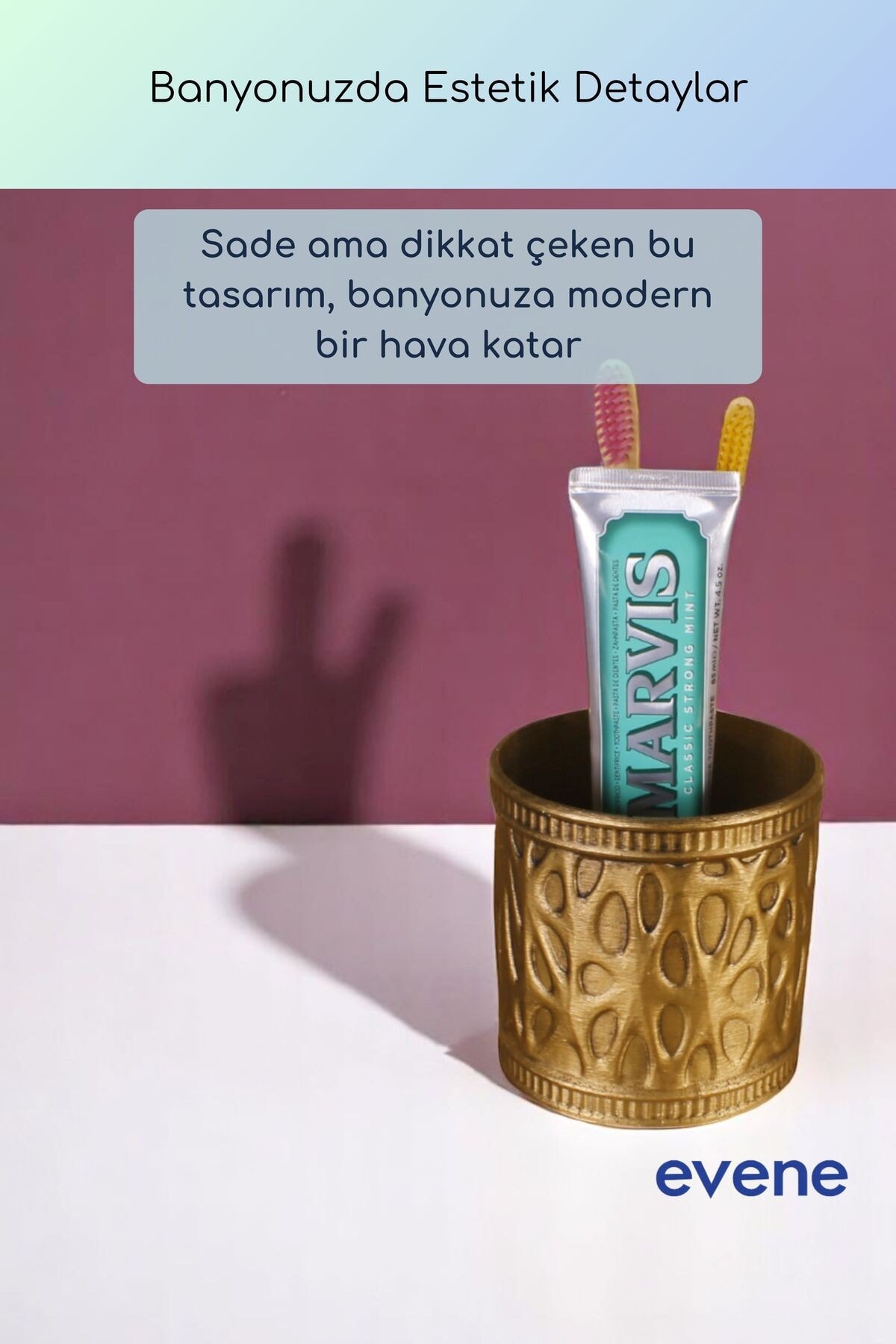 Diş Fırçalığı Diş Fırçalık Diş Fırçası Standı Diş Fırçası Tutucu Altın Eskitme Model 76