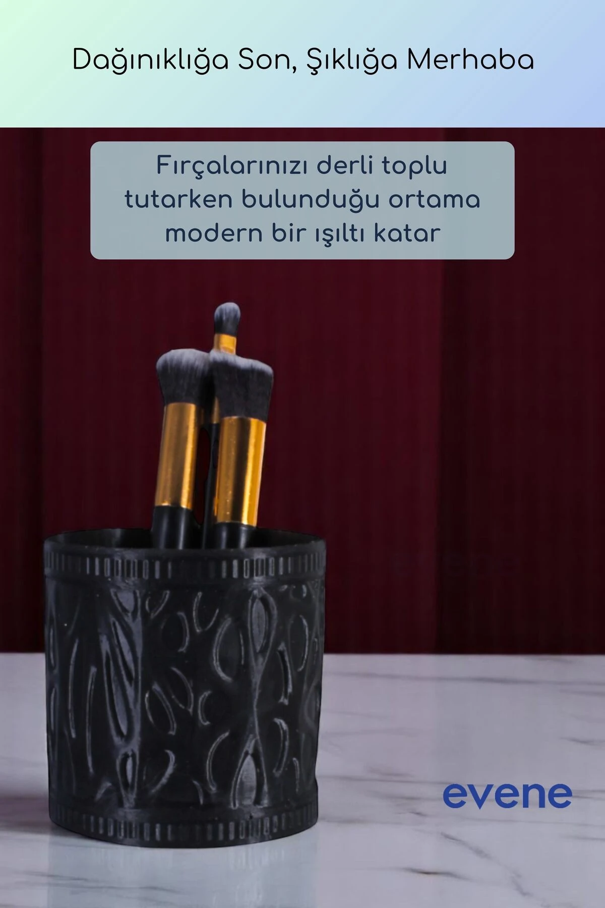 Makyaj Organizeri Makyaj Fırçalığı Makyaj Organizer Düzenleyici Siyah Renk Model 76