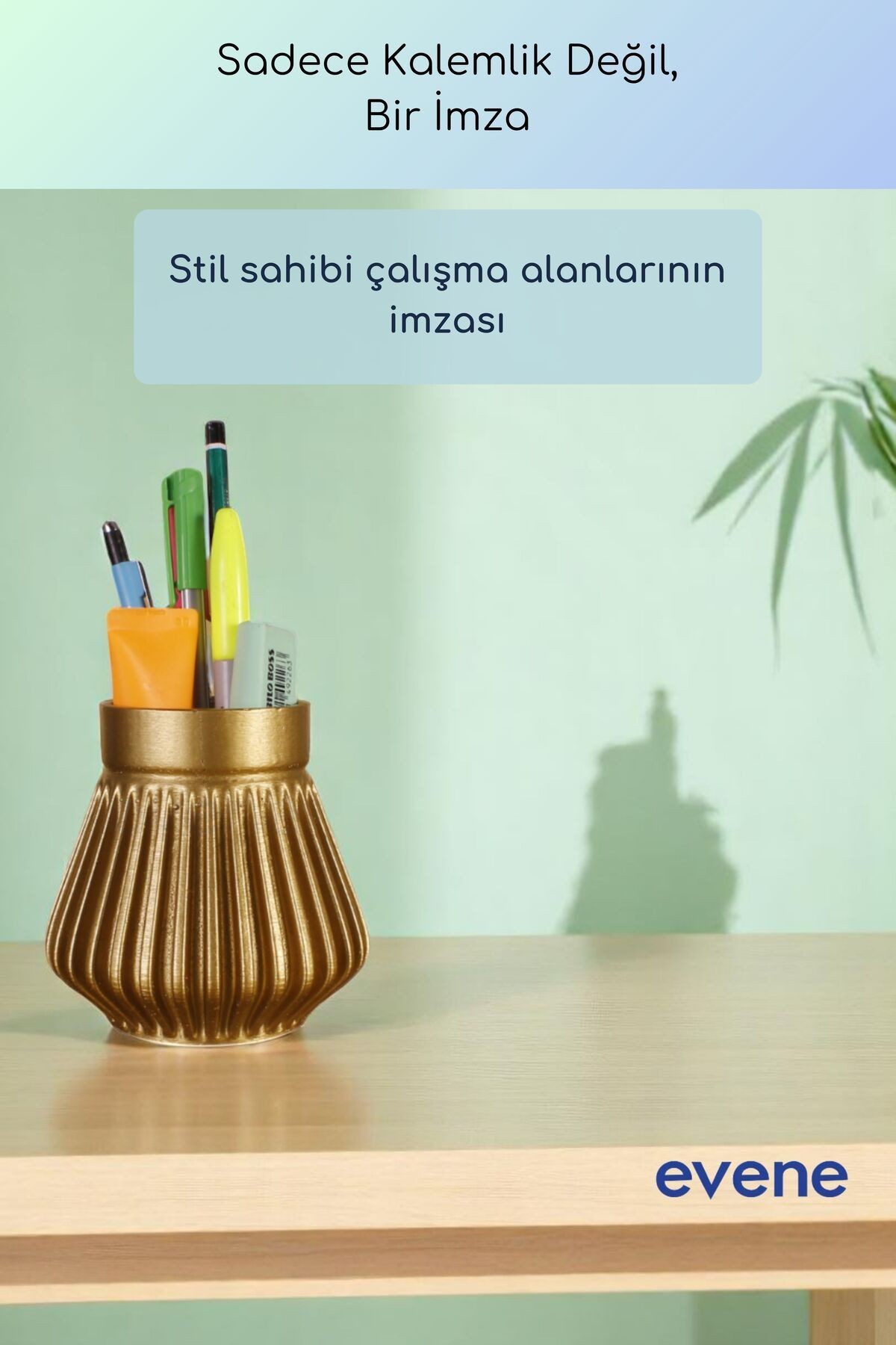 Kalemlik Masa Kalemliği Organizer Kalemlik Altın Renk Model 83