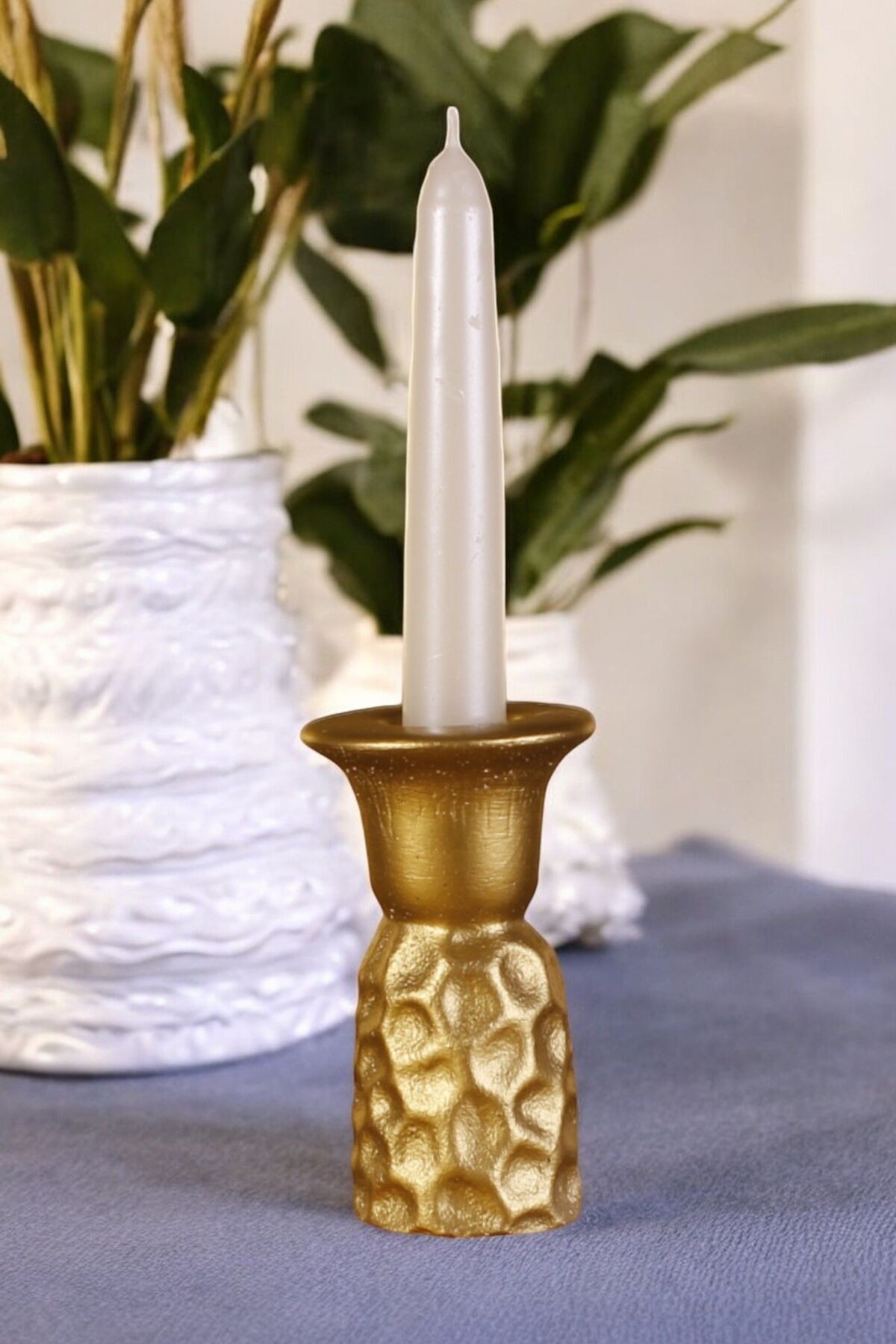Şamdan Mumluk Dekoratif Mumluk Tealight Mumluk Altın Renk Model 44 image