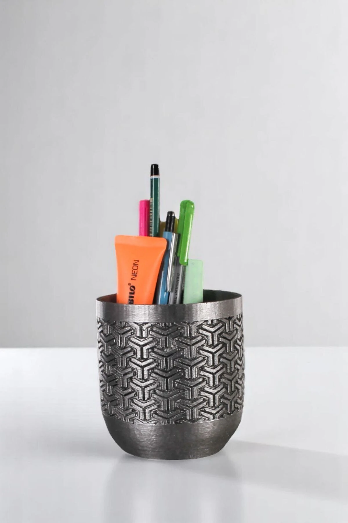 Kalemlik Masa Kalemliği Organizer Kalemlik Gümüş Eskitme Renk Model 77