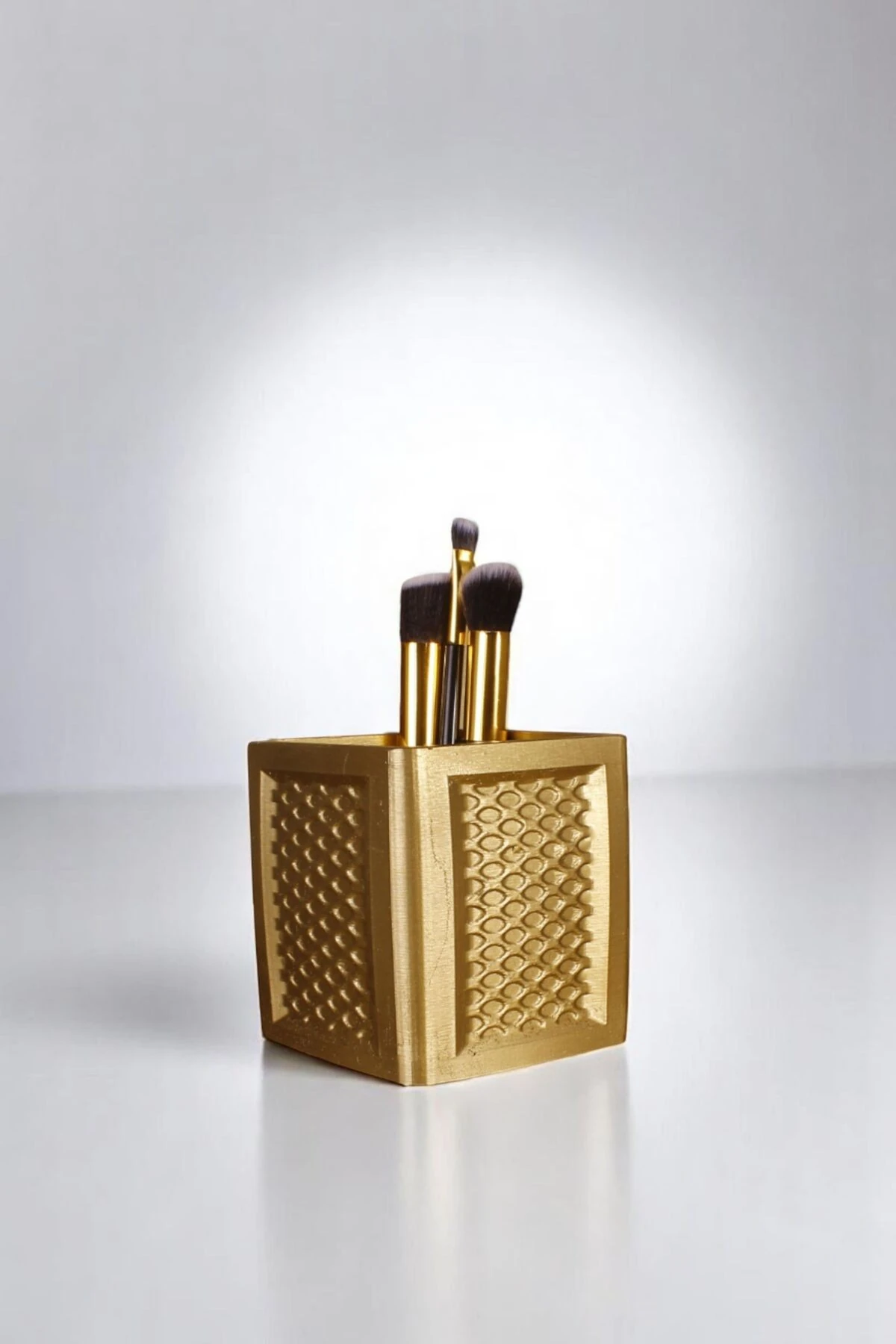 Makyaj Organizeri Makyaj Fırçalığı Makyaj Organizer Düzenleyici Altın Renk Model 86 image