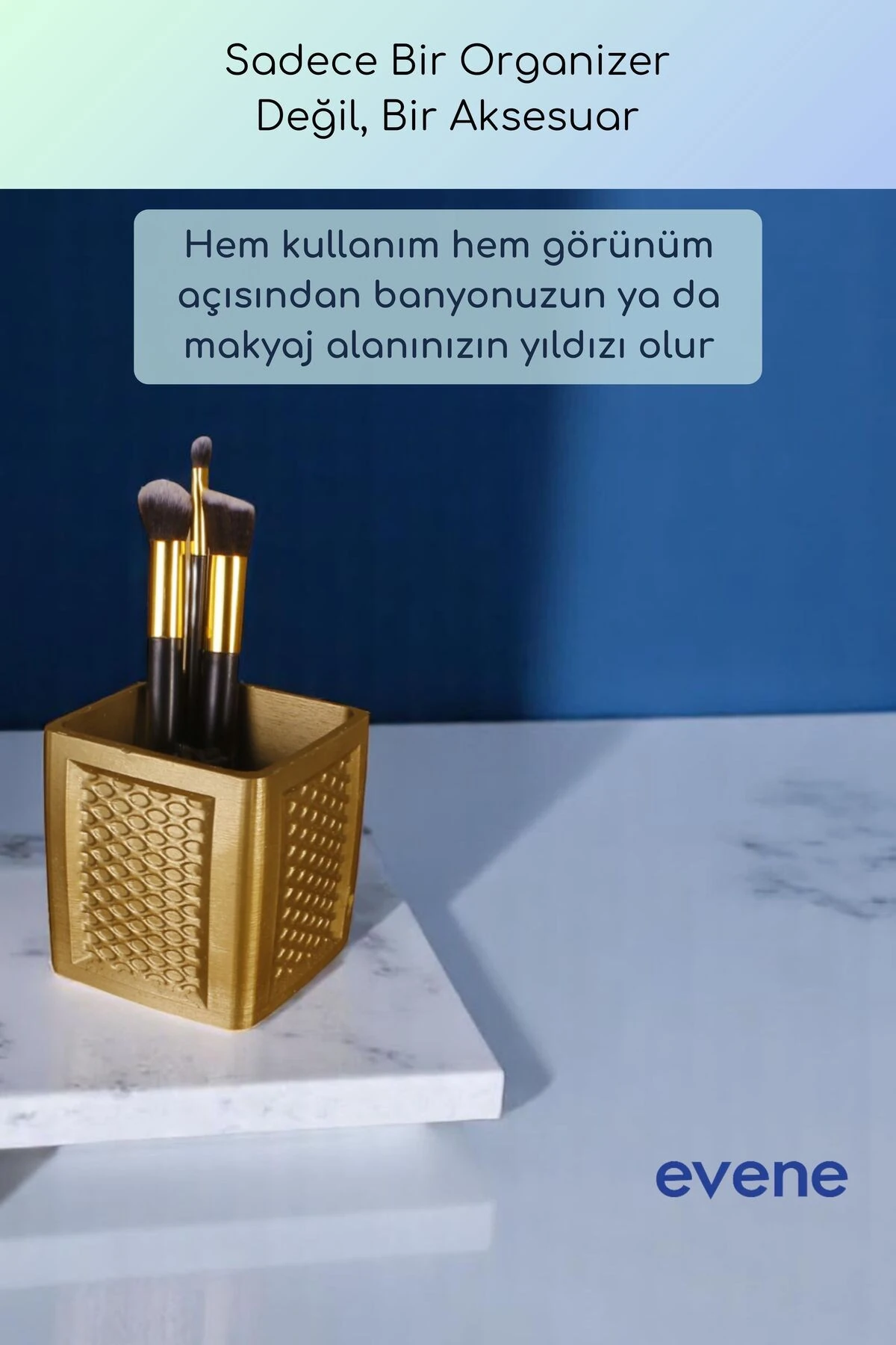Makyaj Organizeri Makyaj Fırçalığı Makyaj Organizer Düzenleyici Altın Renk Model 86