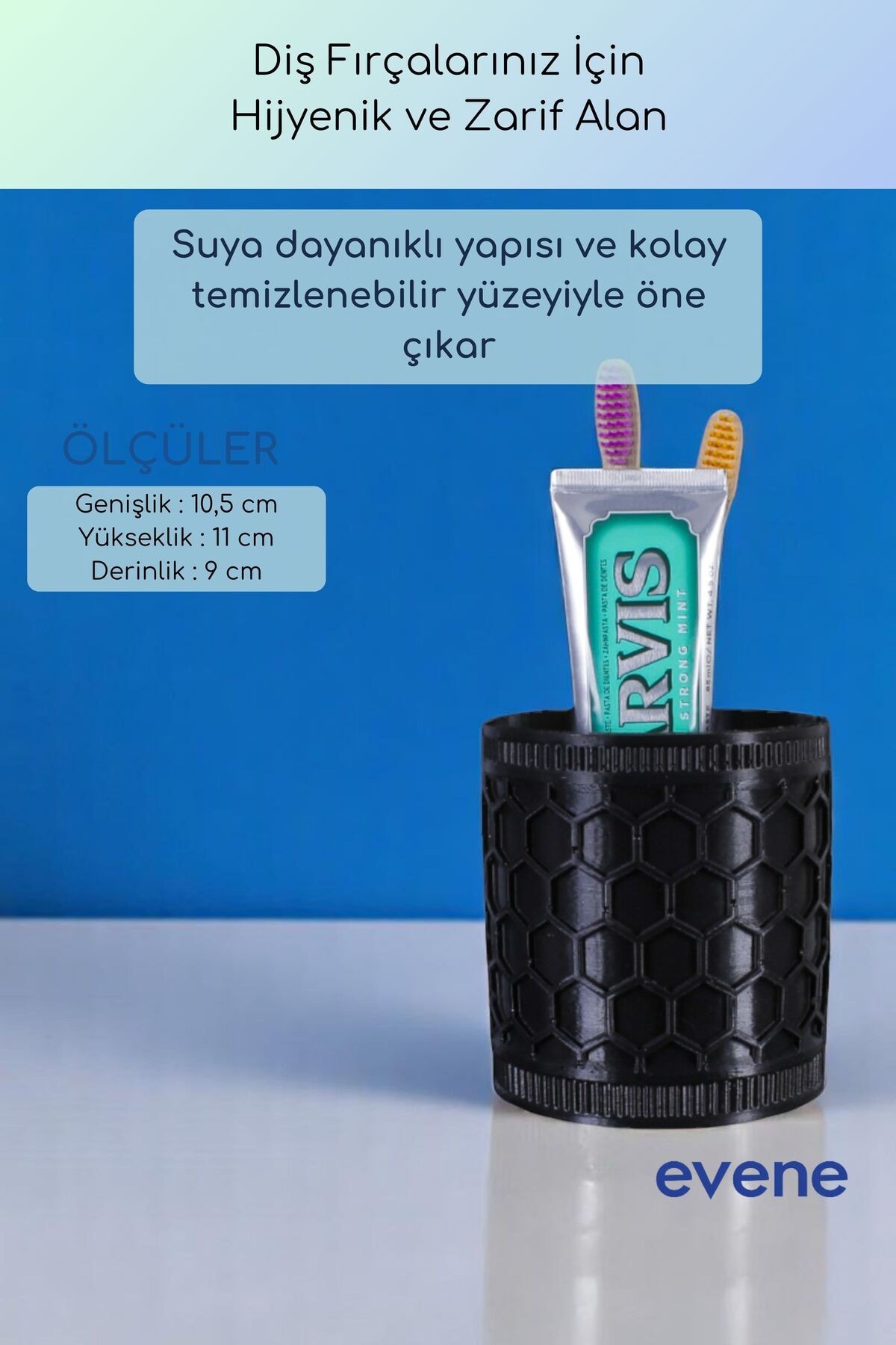 Diş Fırçalığı Diş Fırçalık Diş Fırçası Standı Diş Fırçası Tutucu Siyah Renk Model 81
