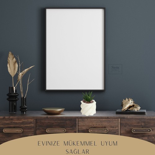 Dekoratif Saksı Minik Kaktüs Saksısı Kalın Çizgi Yıldız Model