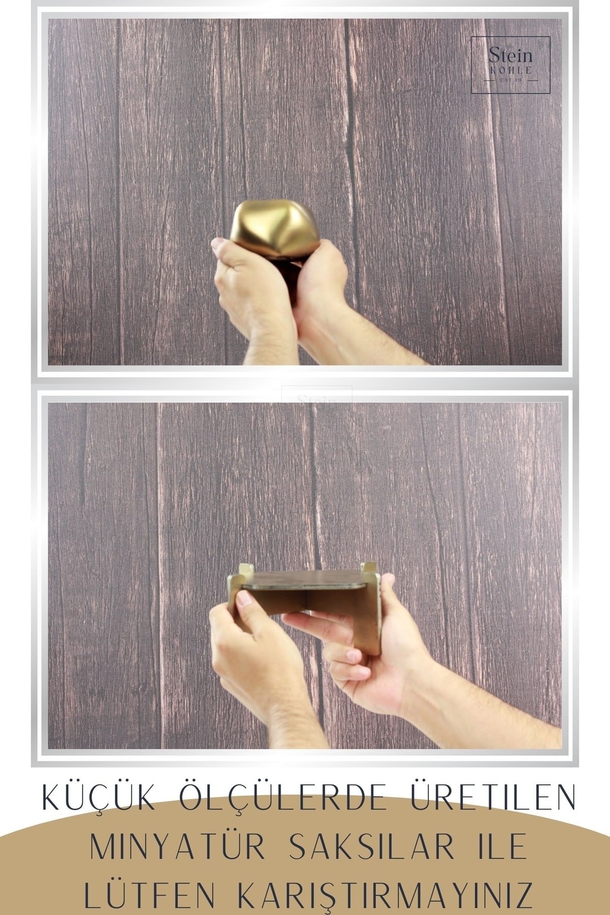 Ayaklı Saksı Ahşap Dekoratif Kaktüs Saksısı 1 Adet Altın Renk Eskitme Uygulamalı Spiral Oval Model