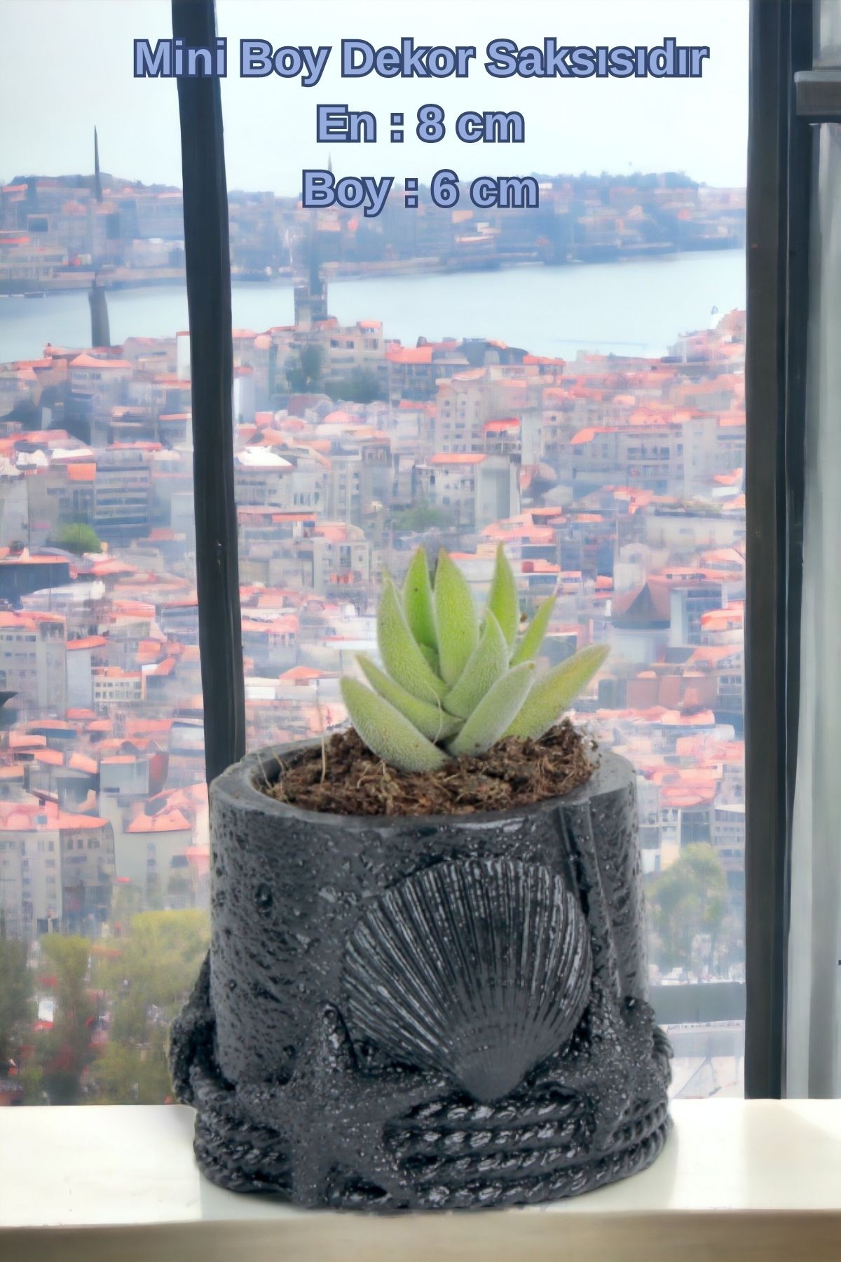 El Yapımı Saksı Siyah Dekoratif Saksı Küçük Boy Model 5