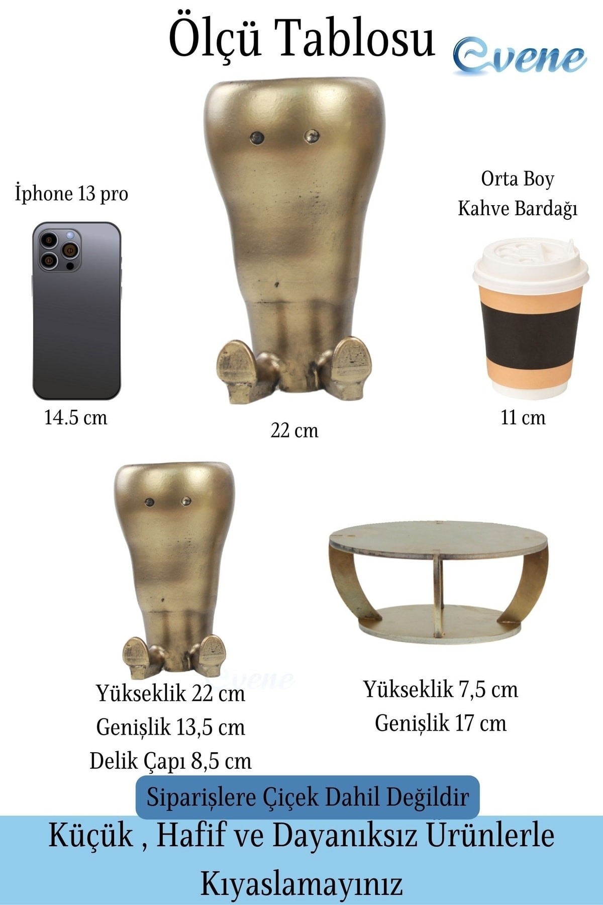 Ahşap Ayaklı Beton Saksı Büyük Boy 1 Adet Altın Varak Boyalı Eskitmeli Havuç Model