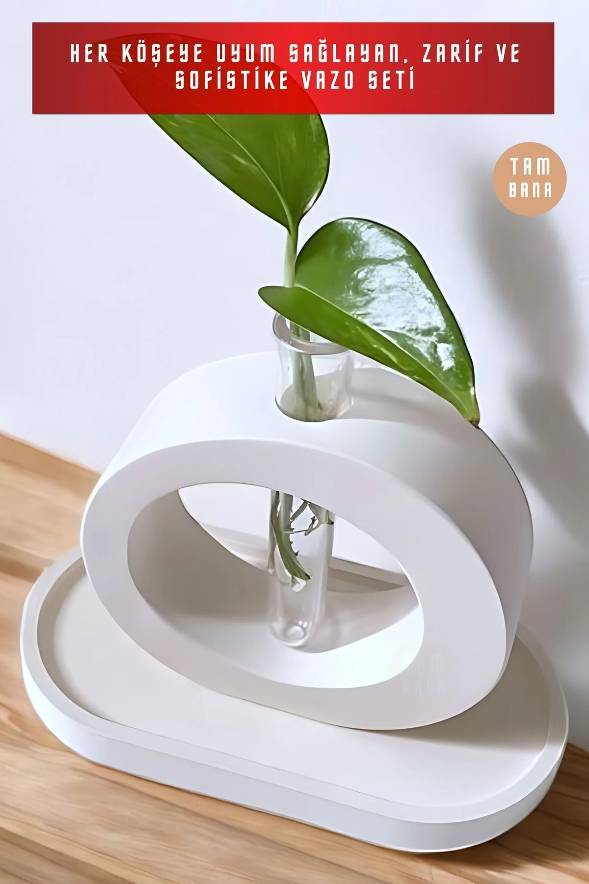 Beyaz Sunumluk Takı Tabağı Dekoratif Tepsi Obje Seti 2 Parça Model 1006