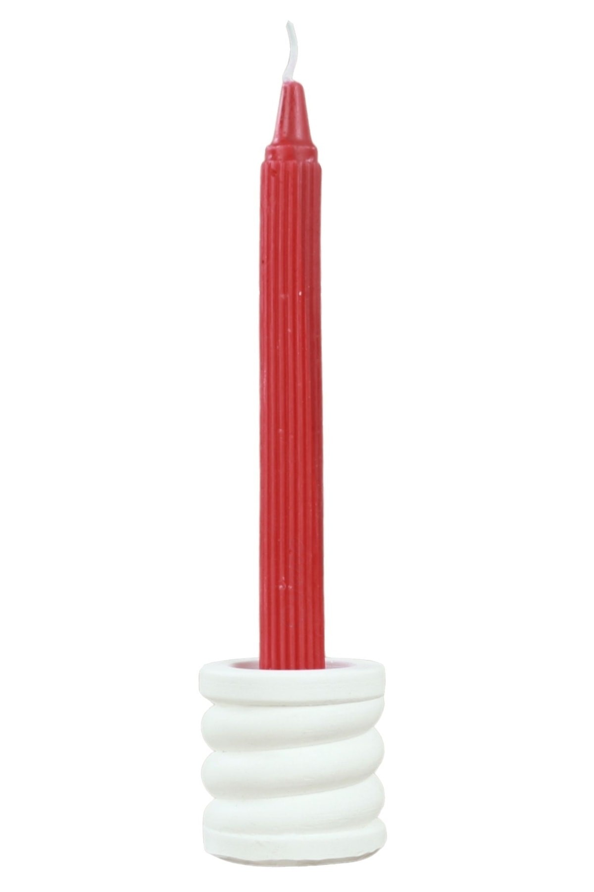 Beyaz Mumluk Şamdan Tealight ve İnce Mum Uyumlu Spiral Model