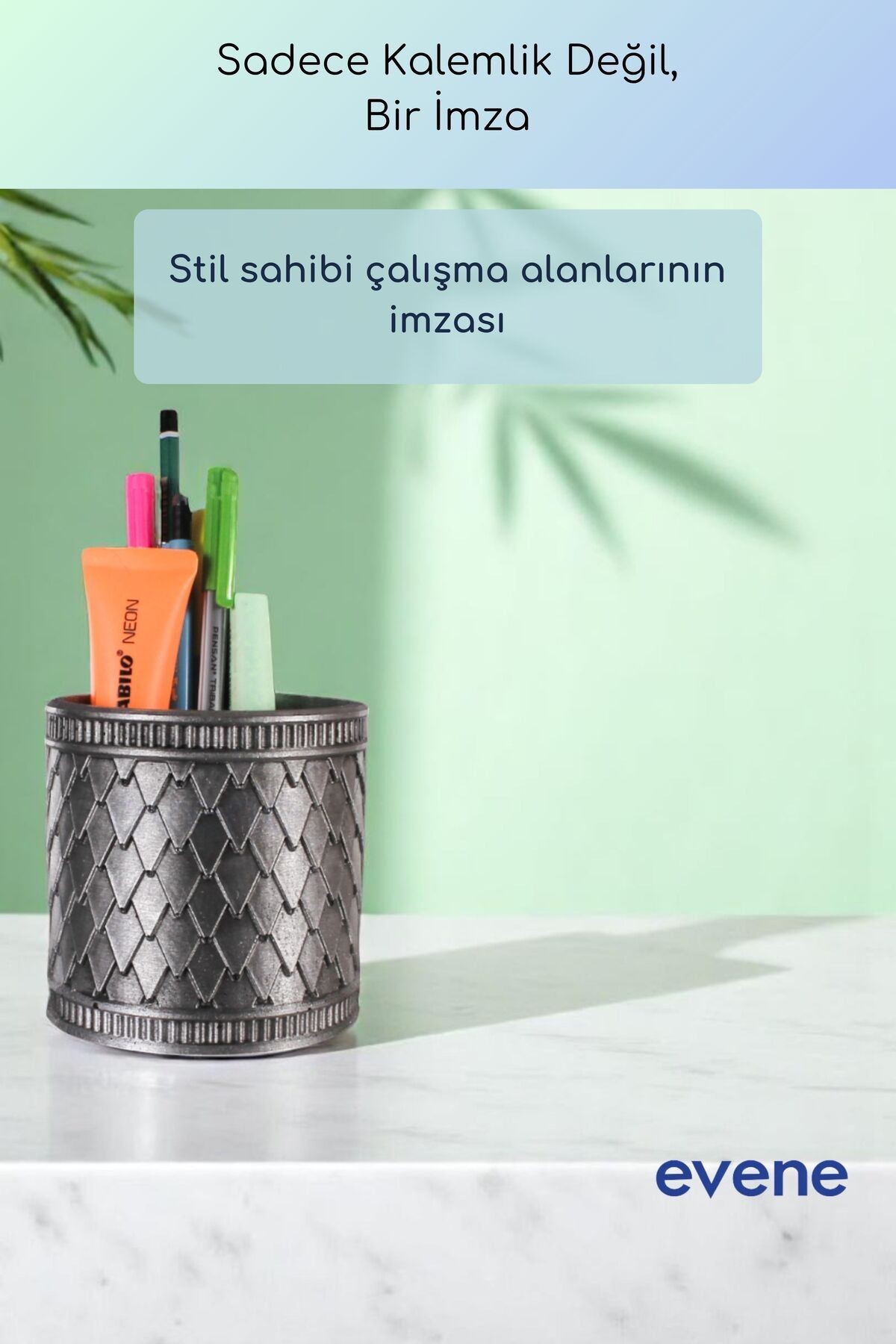 Kalemlik Masa Kalemliği Organizer Kalemlik Gümüş Eskitme Renk Model 87
