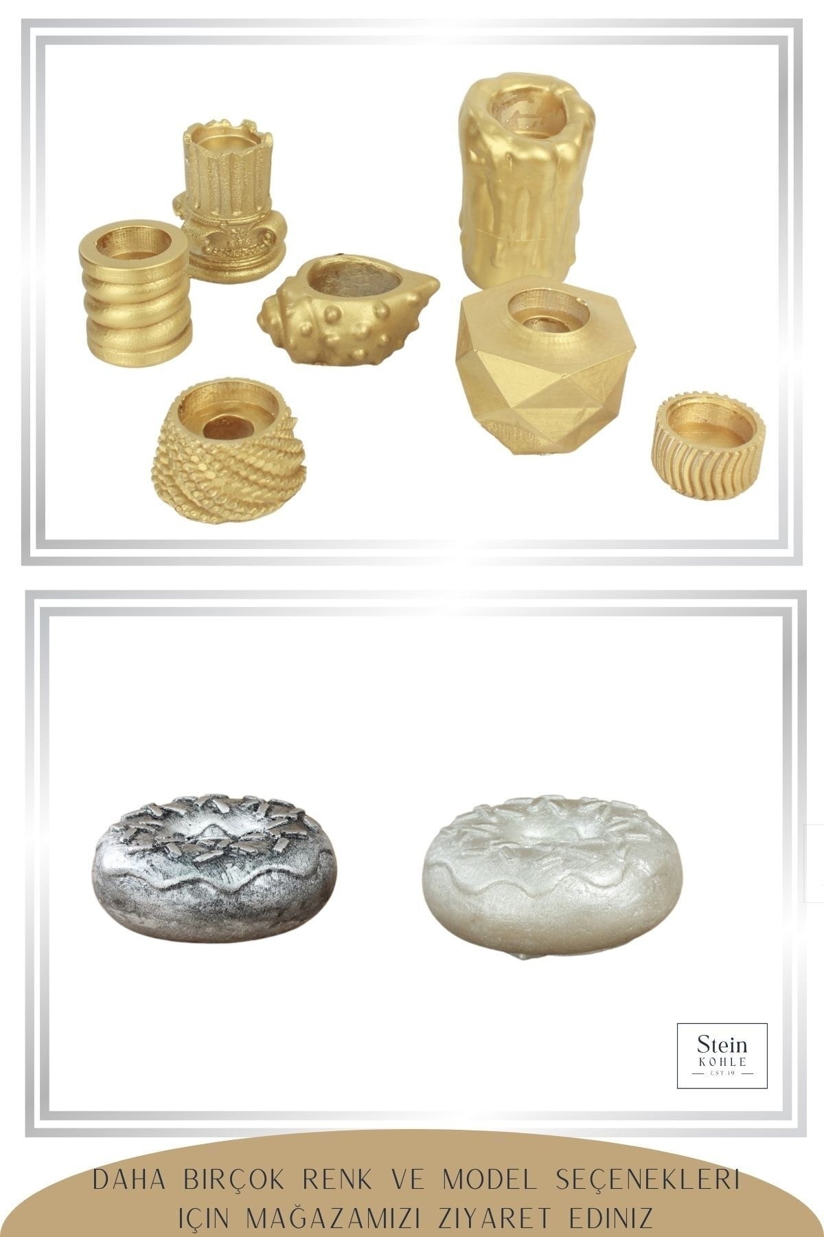 Şamdan Dekoratif Mumluk Altın Şamdan Tealight Mum Uyumlu Poly 2 Model