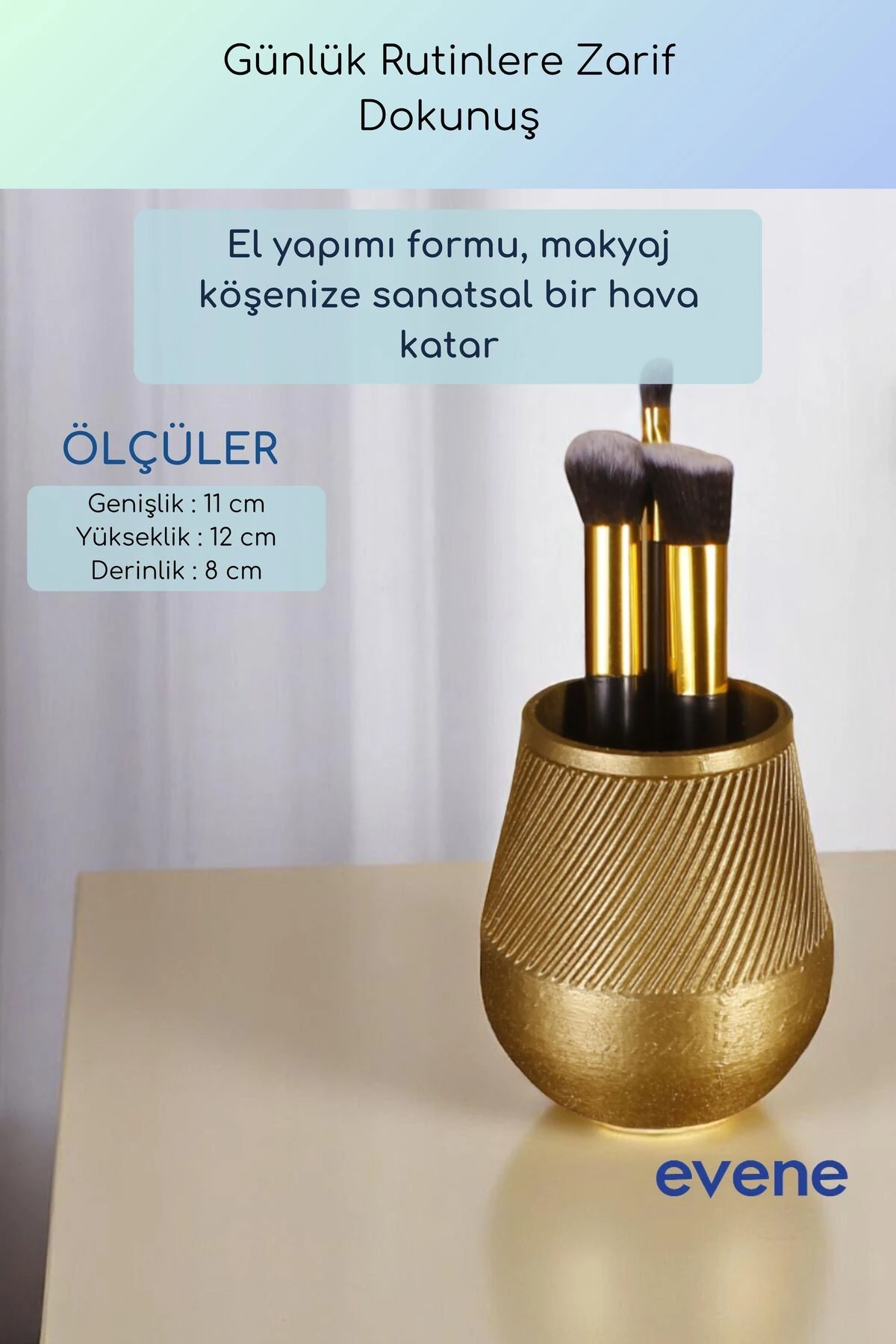 Makyaj Organizeri Makyaj Fırçalığı Makyaj Organizer Düzenleyici Altın Renk Model 89
