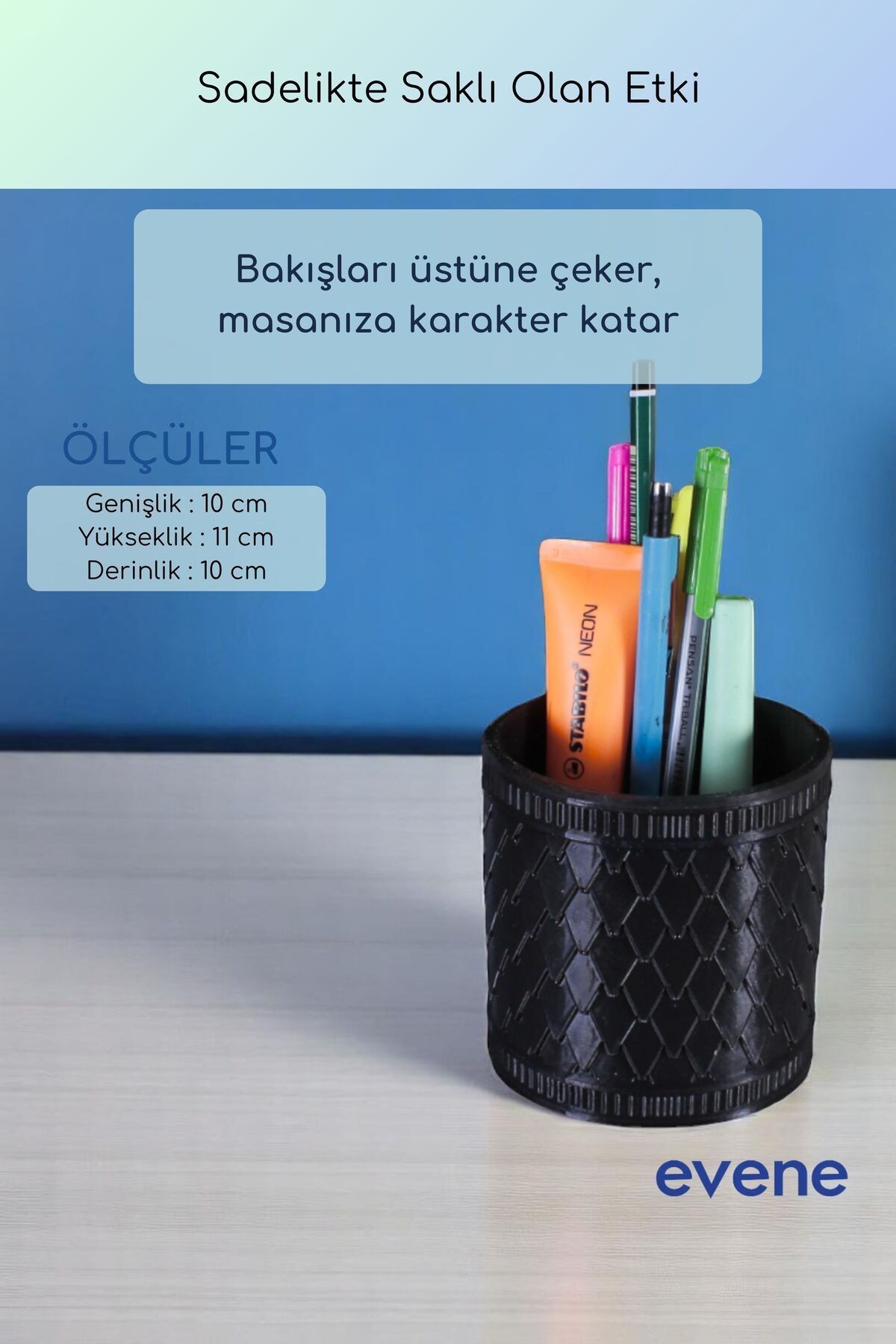 Kalemlik Masa Kalemliği Organizer Kalemlik Siyah Renk Model 87