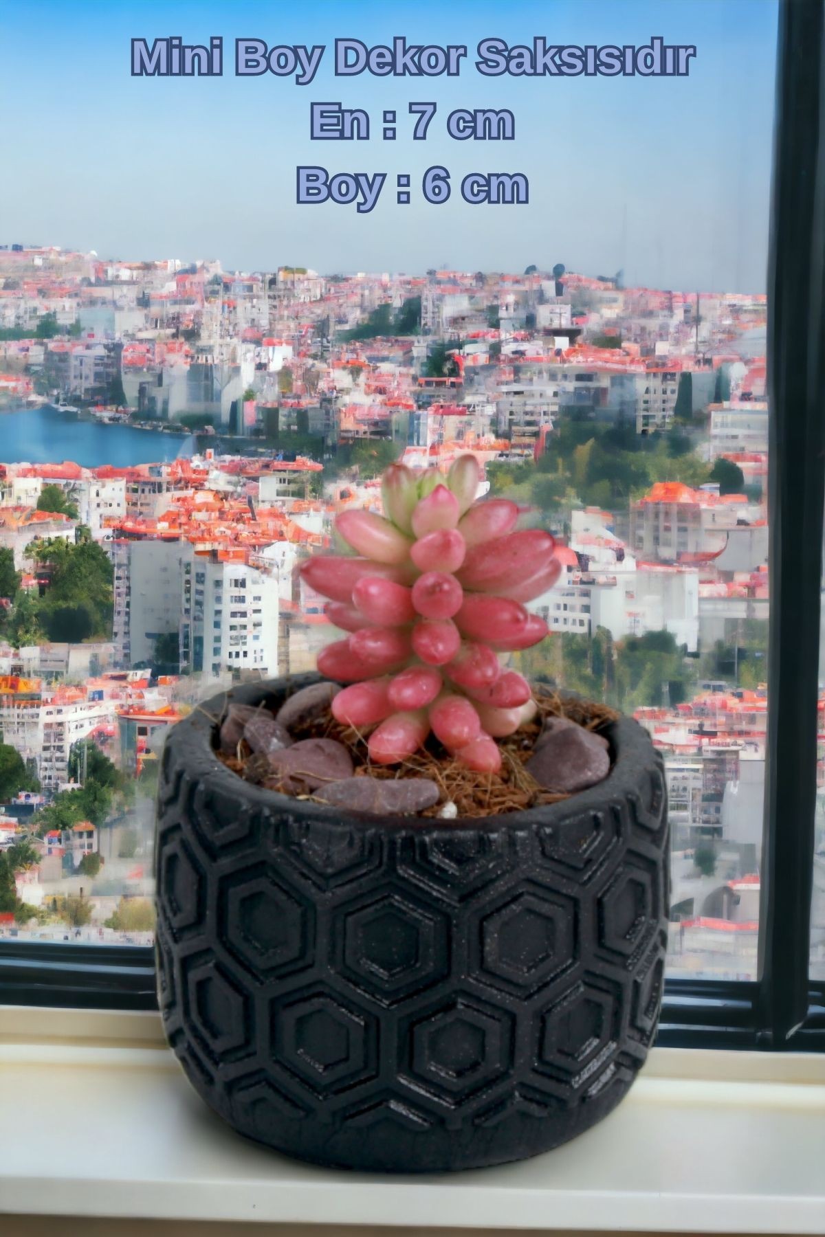 El Yapımı Saksı Seti Siyah Dekoratif 6 Adet Saksı Küçük Boy Model 2