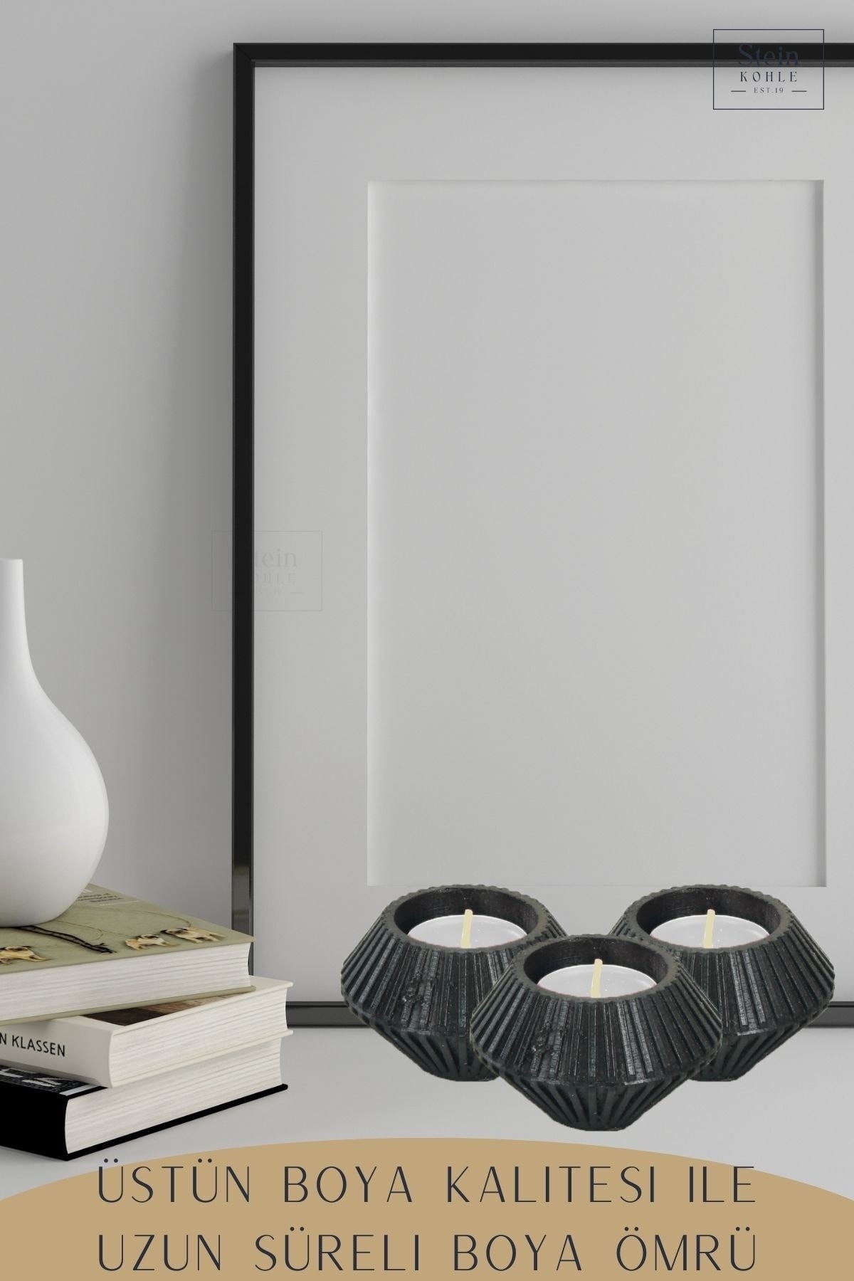 Şamdan Dekoratif Mumluk Siyah Şamdan Tealight Mum Uyumlu Elmas Model