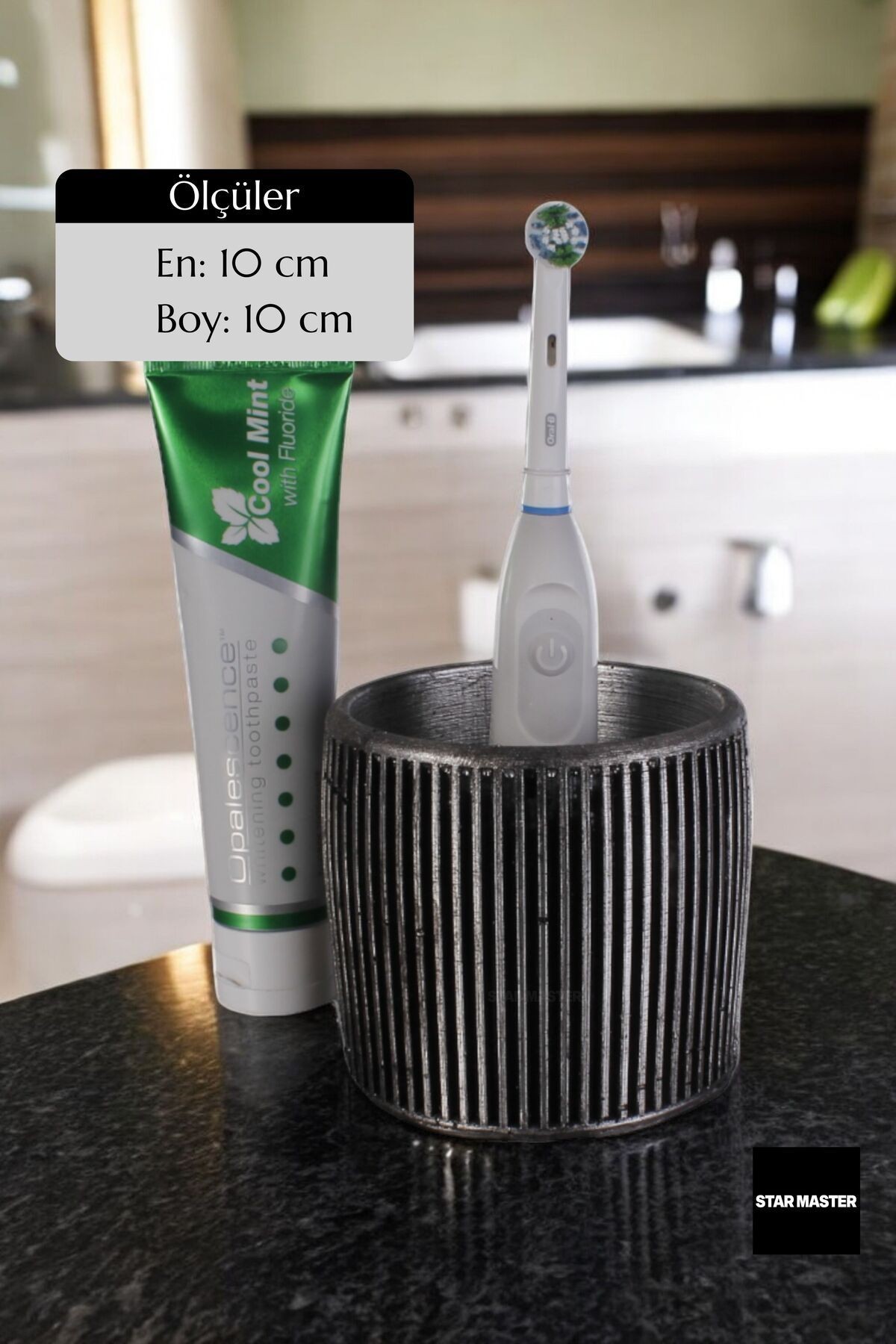 Diş Fırçası Kabı Diş Fırçalığı Fırçalık Gümüş Eskitme Renk Model 1