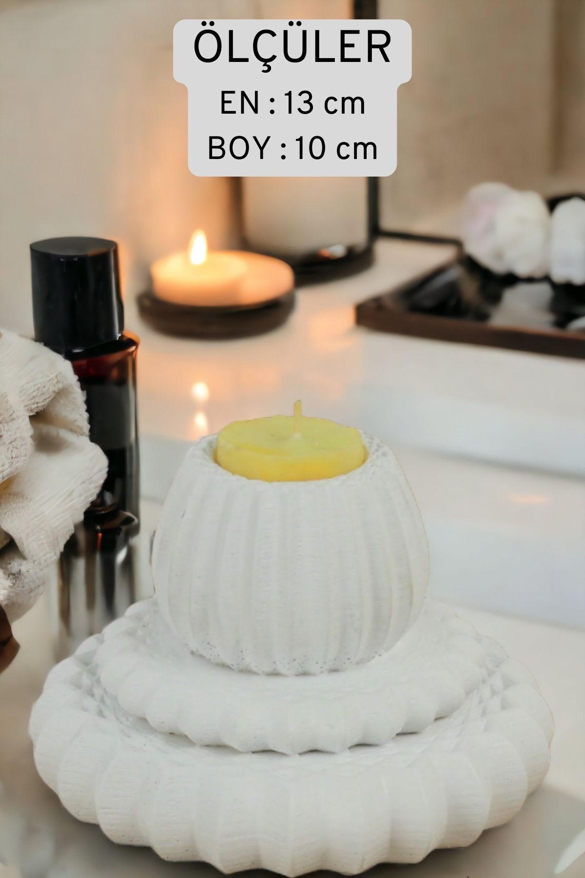 Şamdan Mumluk Dekoratif Mumluk Beyaz Renk Tealight Mumluk Model 1