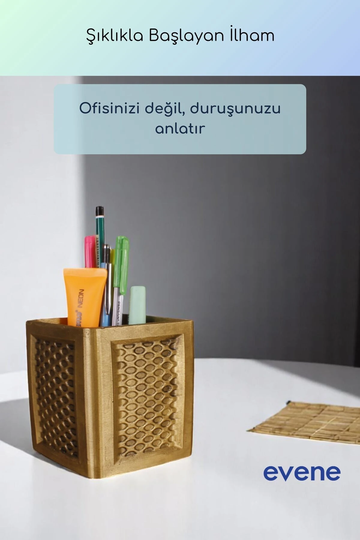 Kalemlik Masa Kalemliği Organizer Kalemlik Altın Eskitme Renk Model 86