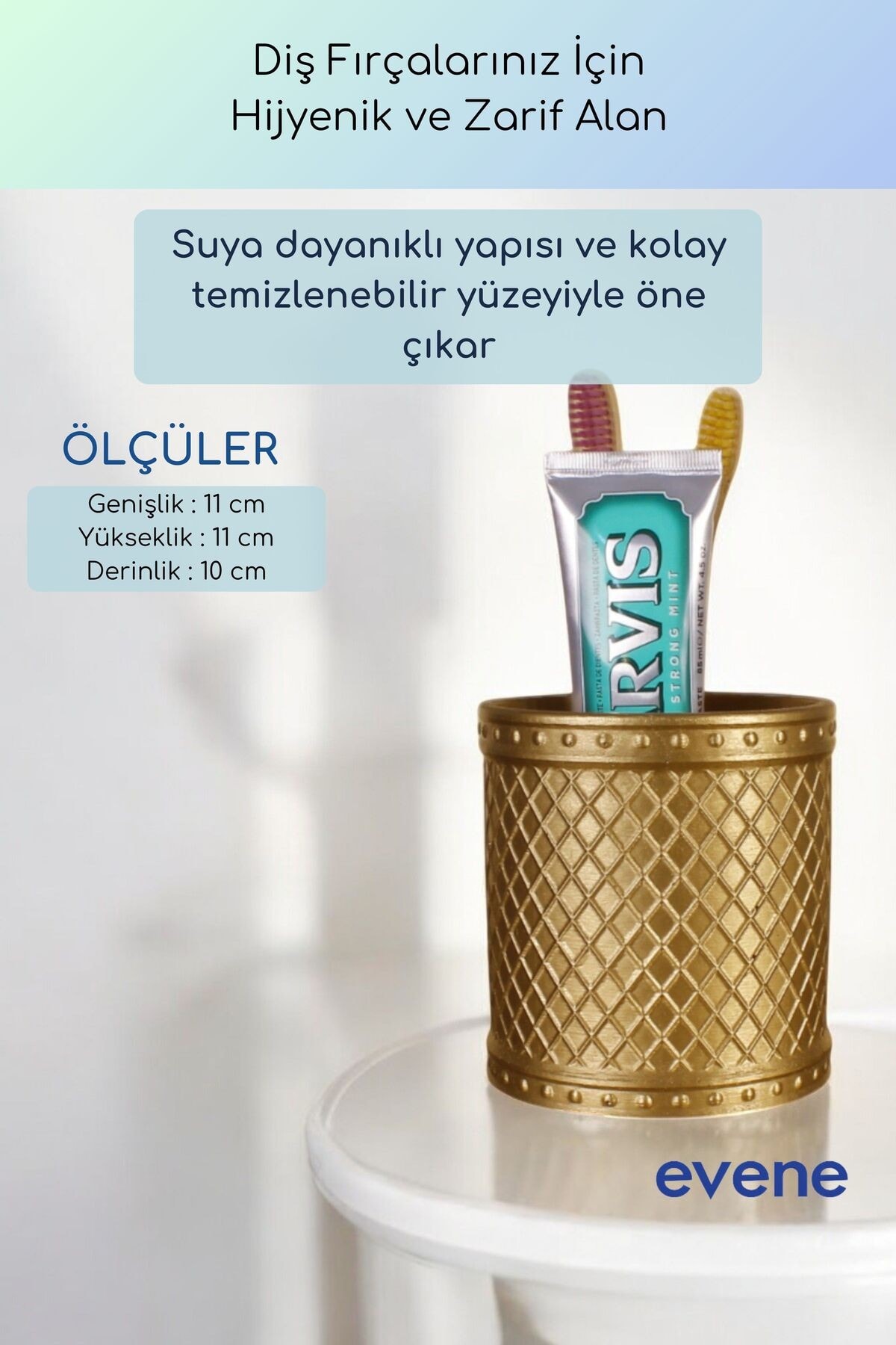 Diş Fırçalığı Diş Fırçalık Diş Fırçası Standı Diş Fırçası Tutucu Altın Renk Model 90