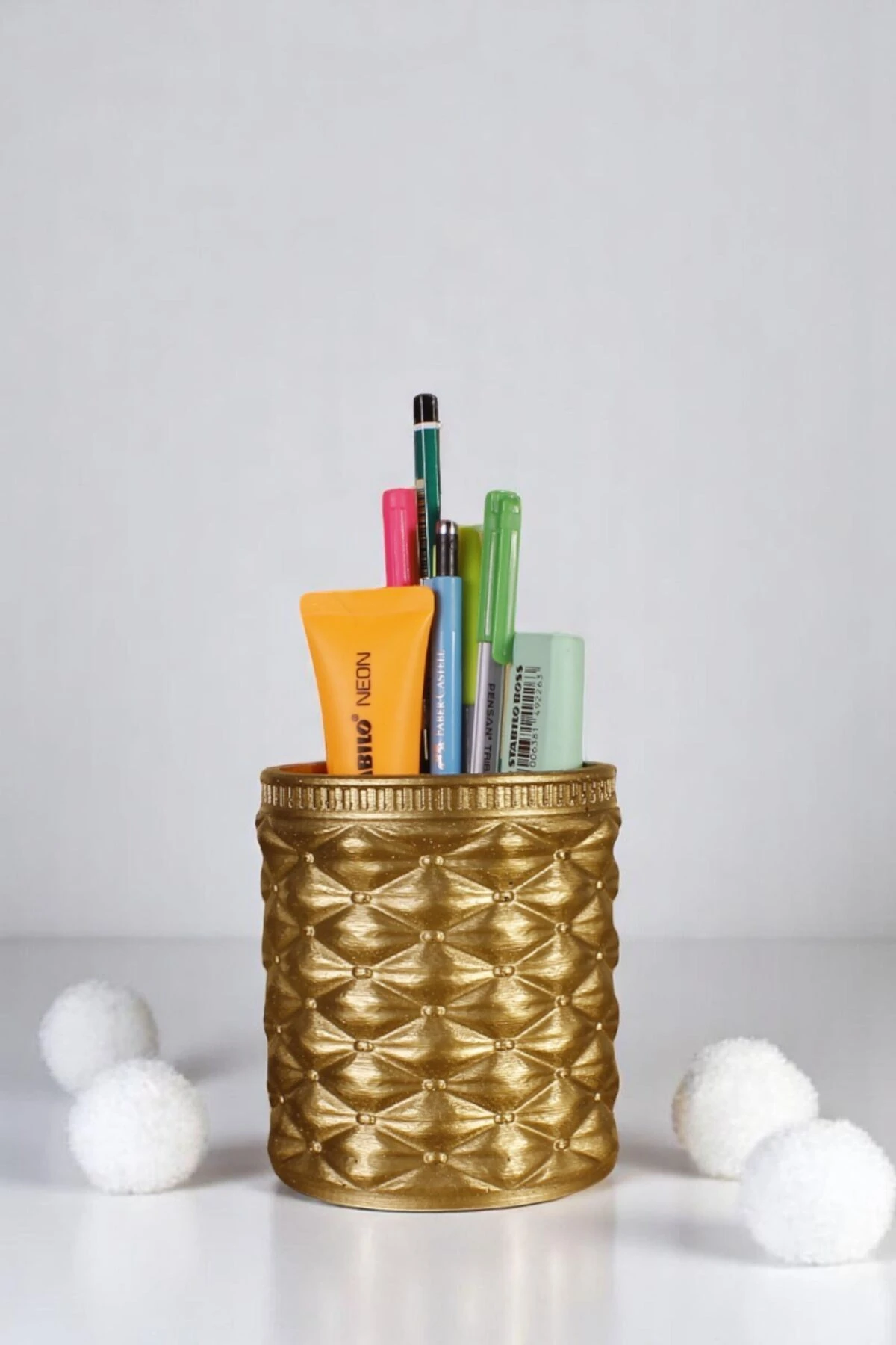 Kalemlik Masa Kalemliği Organizer Kalemlik Altın Renk Model 85