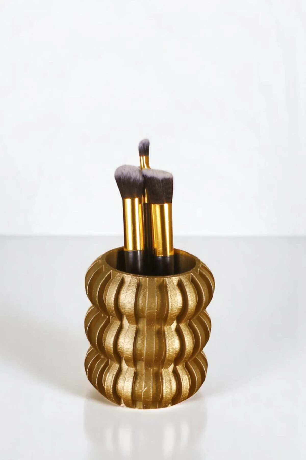 Makyaj Organizeri Makyaj Fırçalığı Makyaj Organizer Düzenleyici Altın Renk Model 75 image