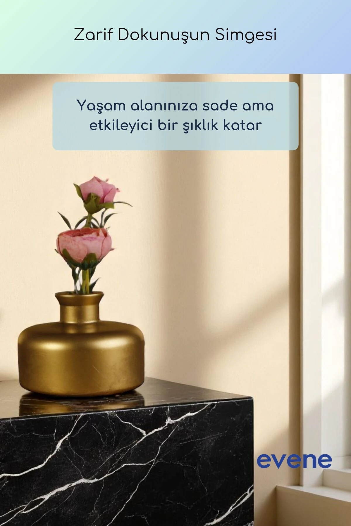 Vazo Küçük Vazo Masa Üstü Vazo Ev Dekorasyon Vazo Altın Eskitme Renk Model 61