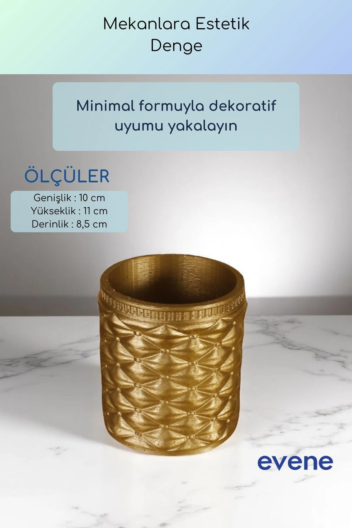 Vazo Küçük Vazo Masa Üstü Vazo Ev Dekorasyon Vazo Altın Renk Model 85