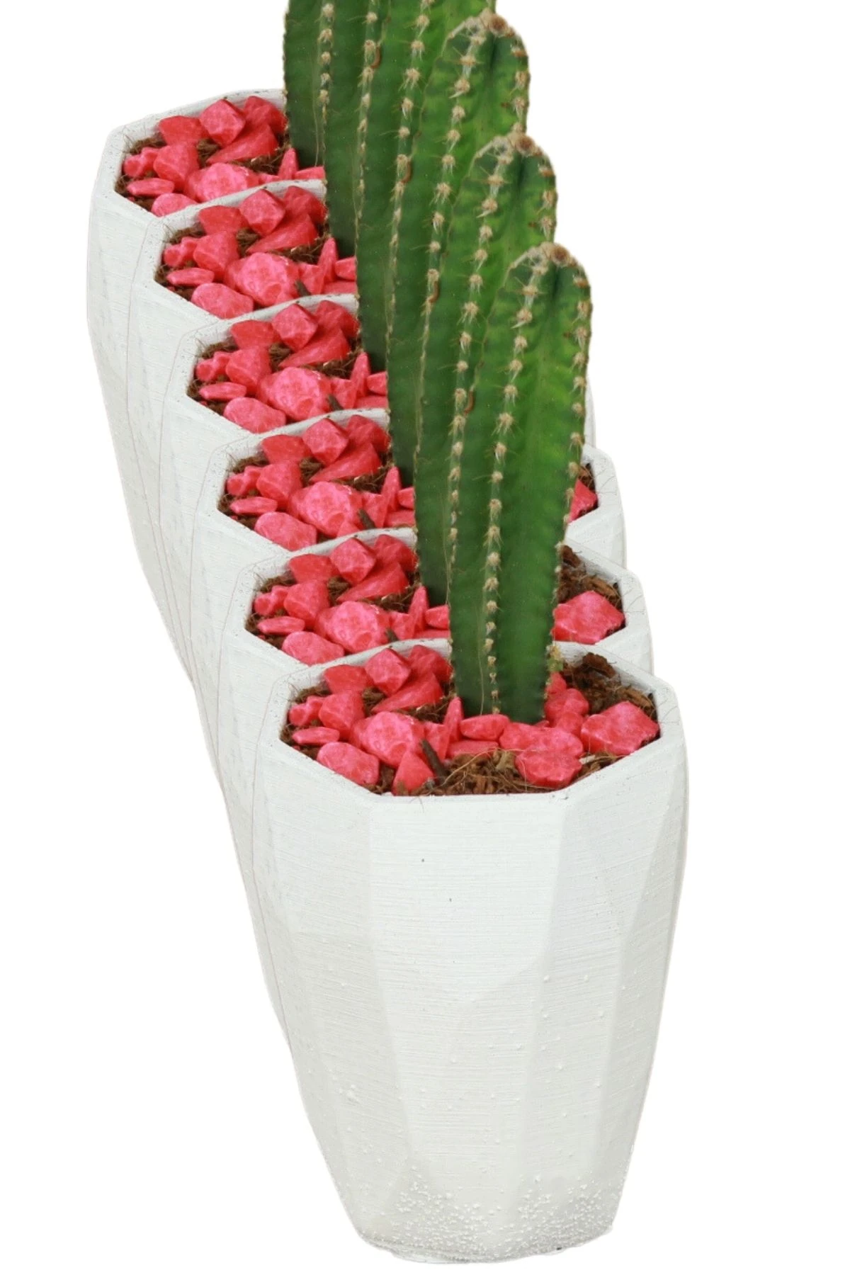 El Yapımı Saksı Seti Beyaz Dekoratif 6 Adet Saksı Küçük Boy Model 36