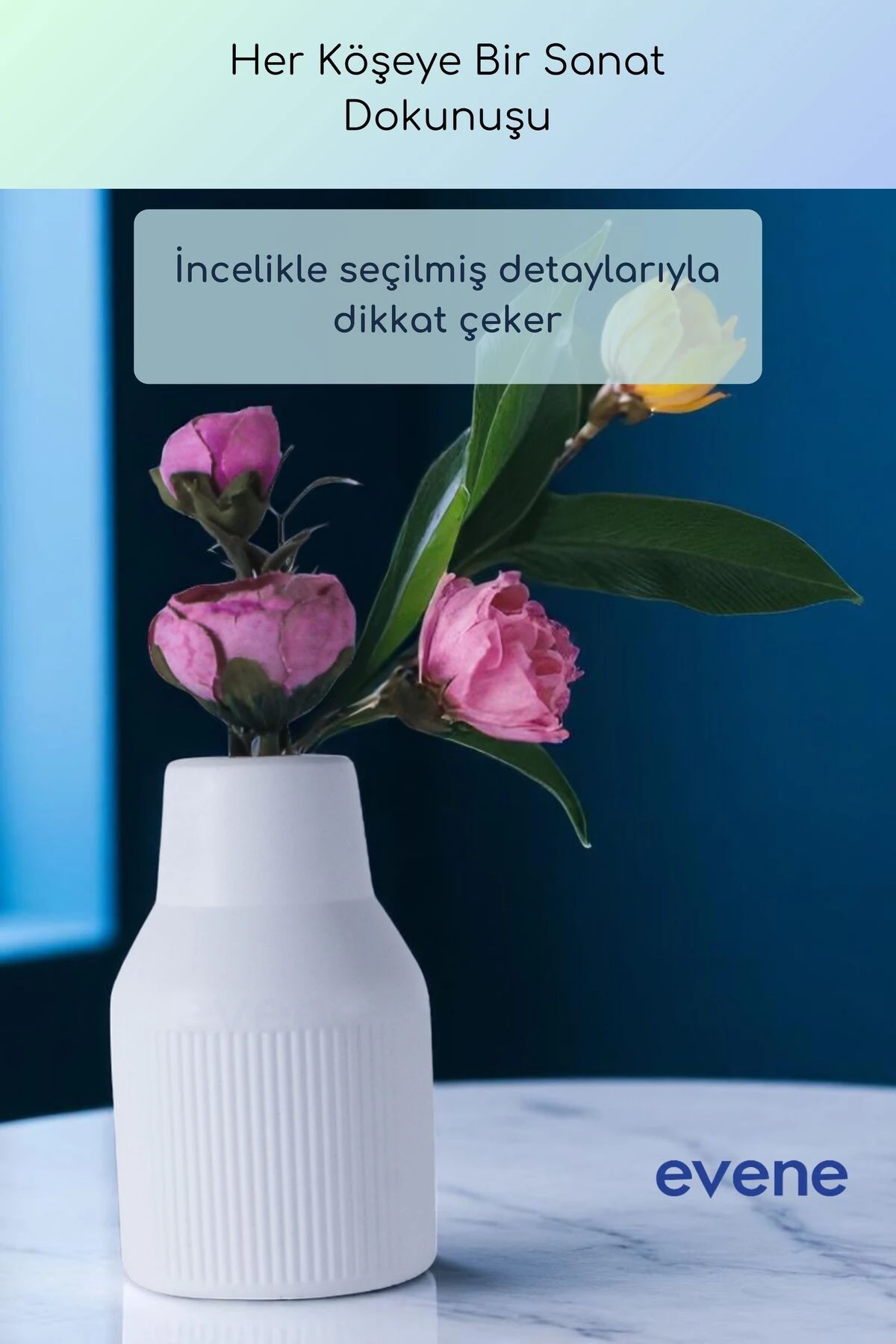 Vazo Küçük Vazo Masa Üstü Vazo Ev Dekorasyon Vazo Beyaz Renk Model 60