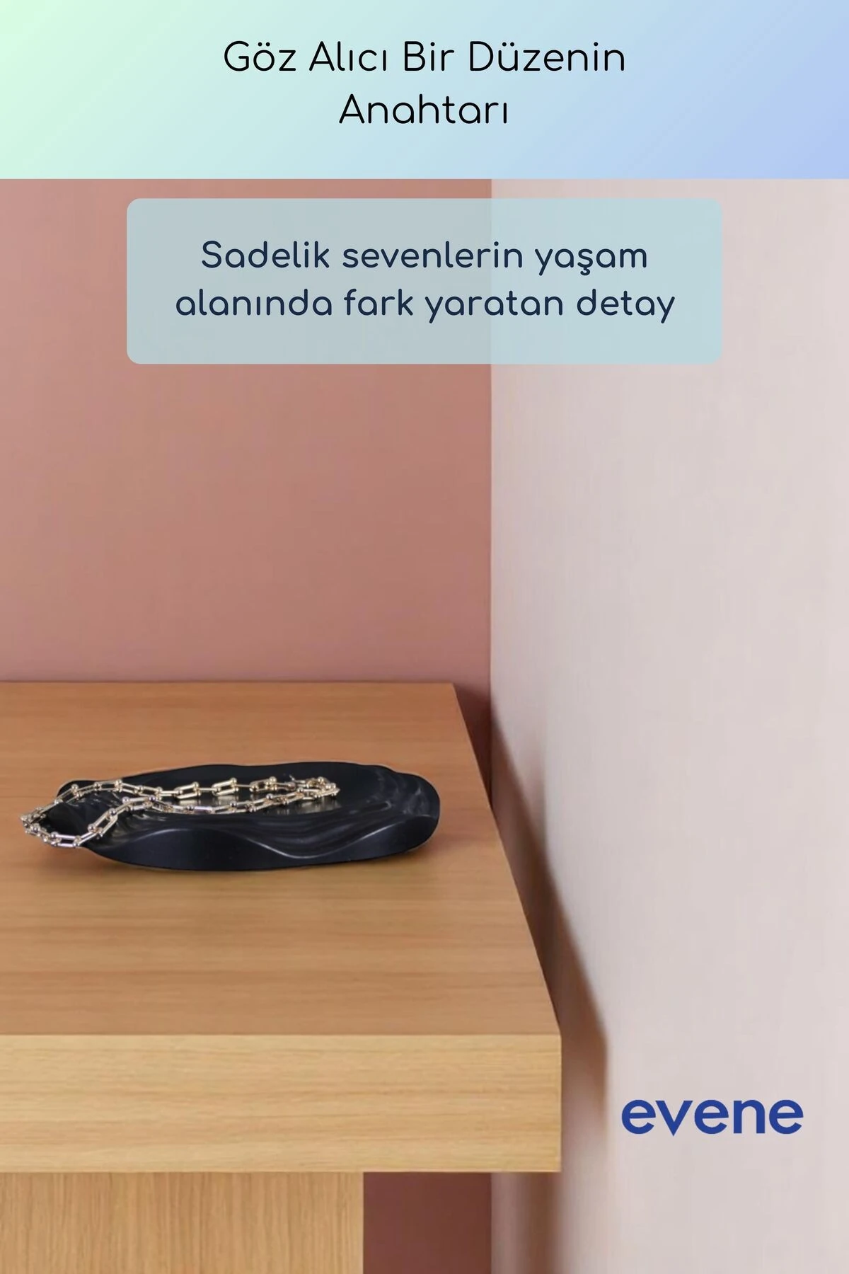 Takı Organizer Makyaj Düzenleyici Kozmetik Organizer Dekoratif Tabak Siyah Renk Model 26