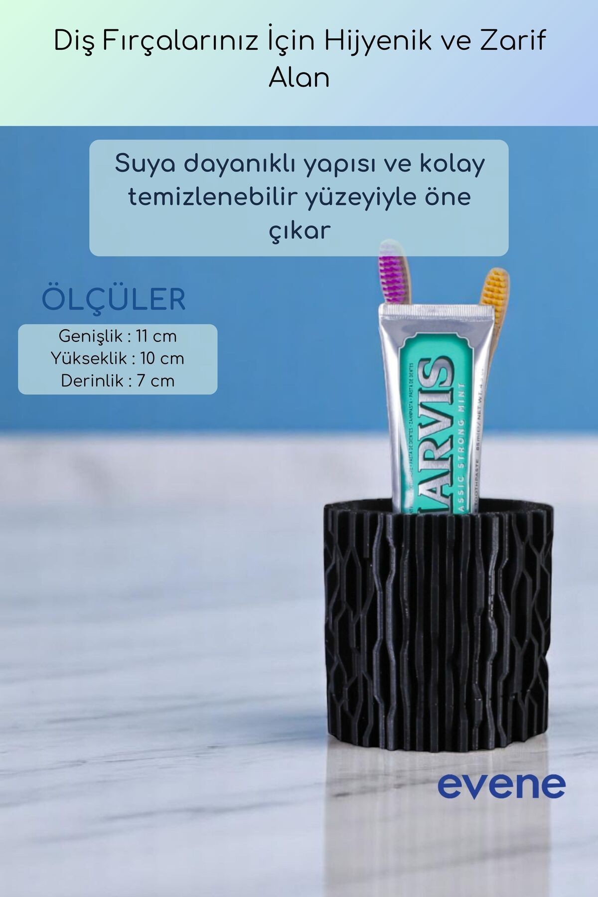 Diş Fırçalığı Diş Fırçalık Diş Fırçası Standı Diş Fırçası Tutucu Siyah Renk Model 78