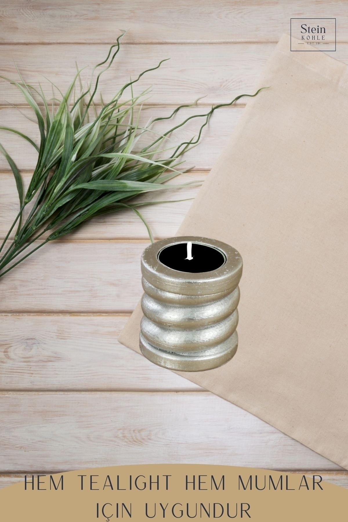 Şamdan Dekoratif Mumluk Gümüş Şamdan Tealight ve Uzun Mum Uyumlu Spiral Model