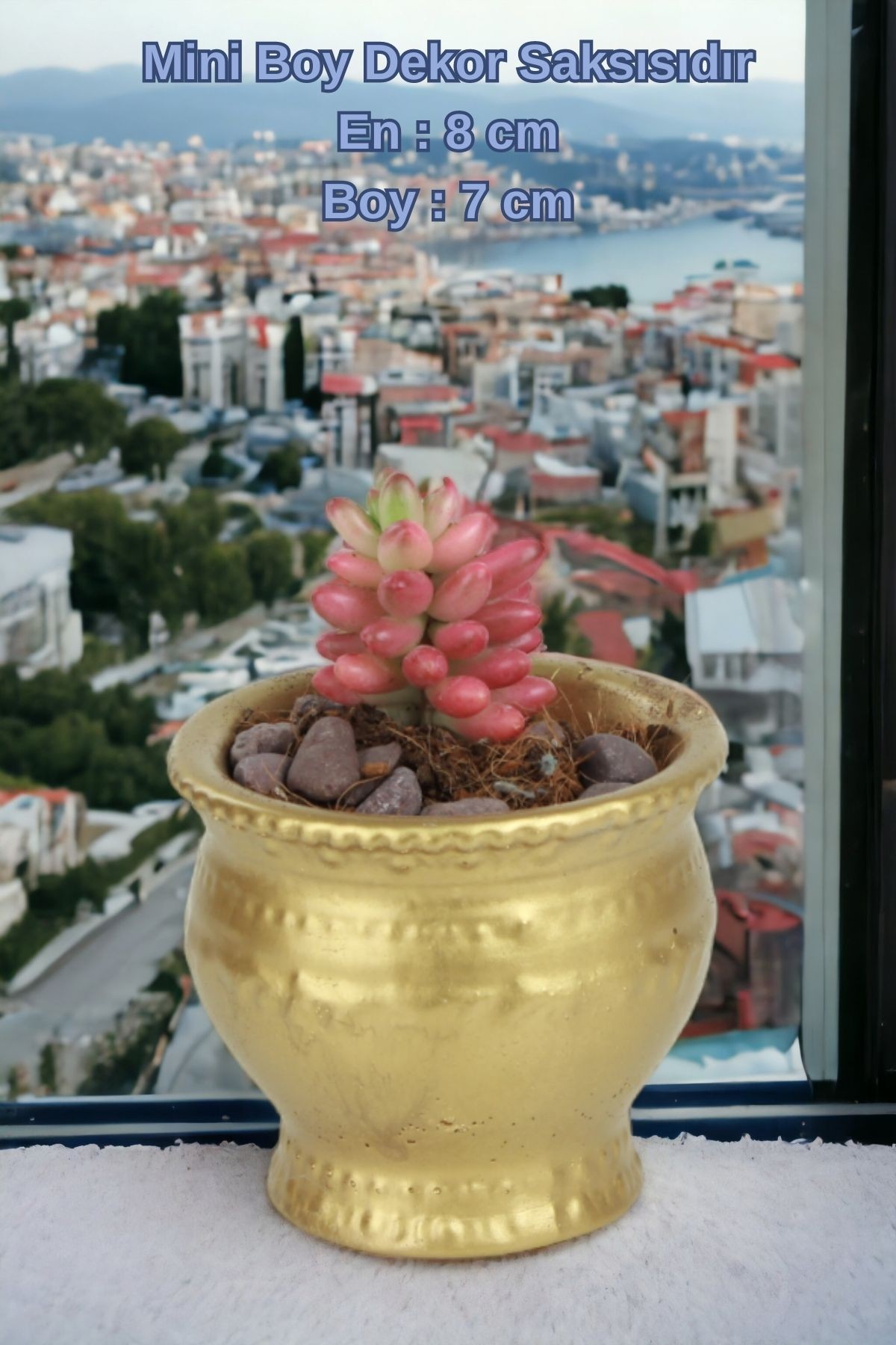 El Yapımı Saksı Seti Altın Dekoratif 6 Adet Saksı Küçük Boy Model 43