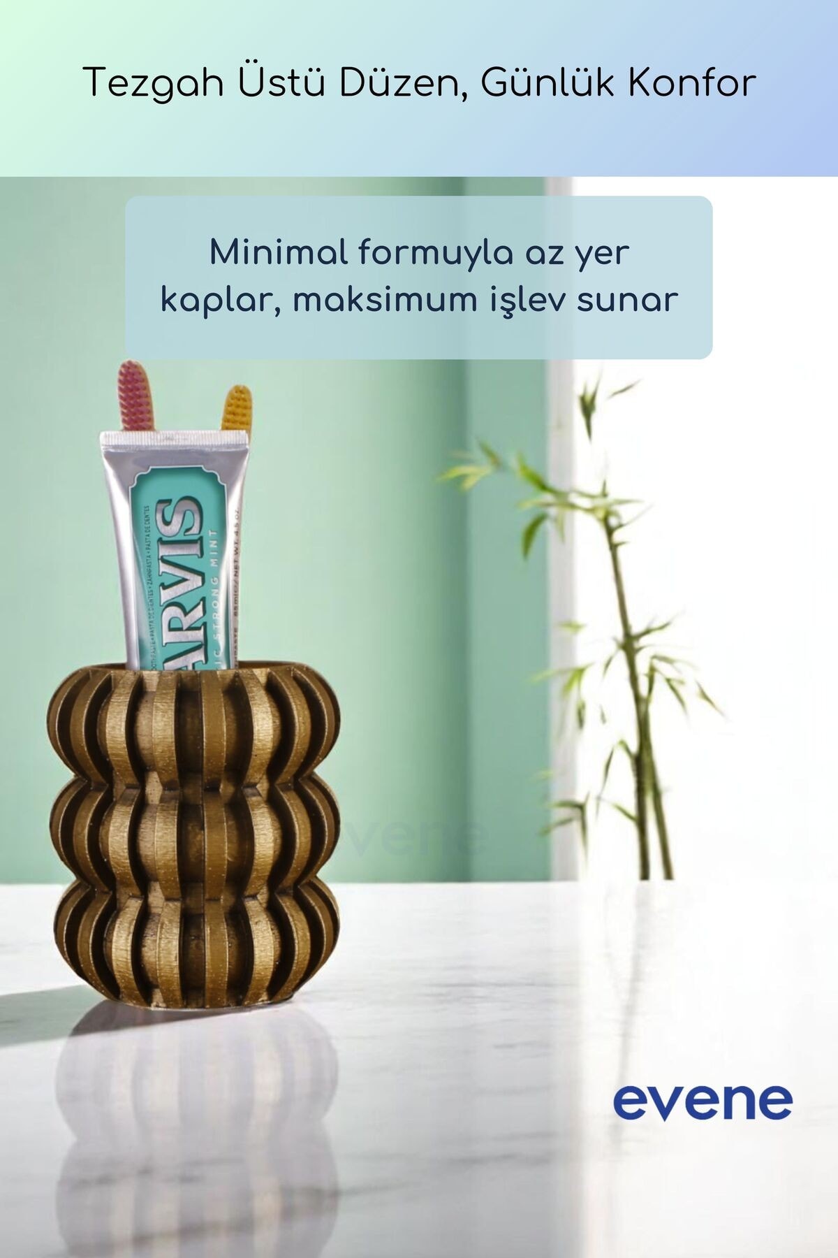 Diş Fırçalığı Diş Fırçalık Diş Fırçası Standı Diş Fırçası Tutucu Altın Eskitme Model 75
