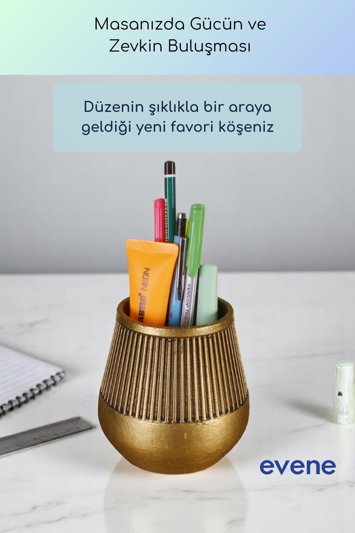 Kalemlik Masa Kalemliği Organizer Kalemlik Altın Eskitme Renk Model 88