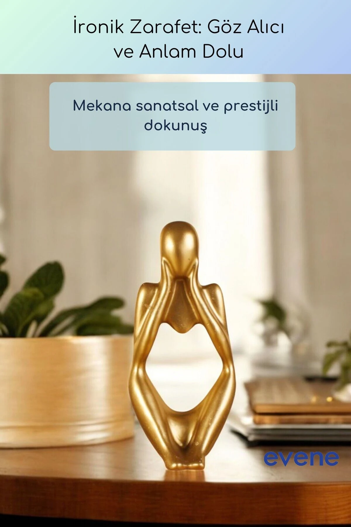 Dekoratif Obje Biblo Ev Dekorasyon Heykel Salon Masa Üstü Süs Eşyası Altın Model 52