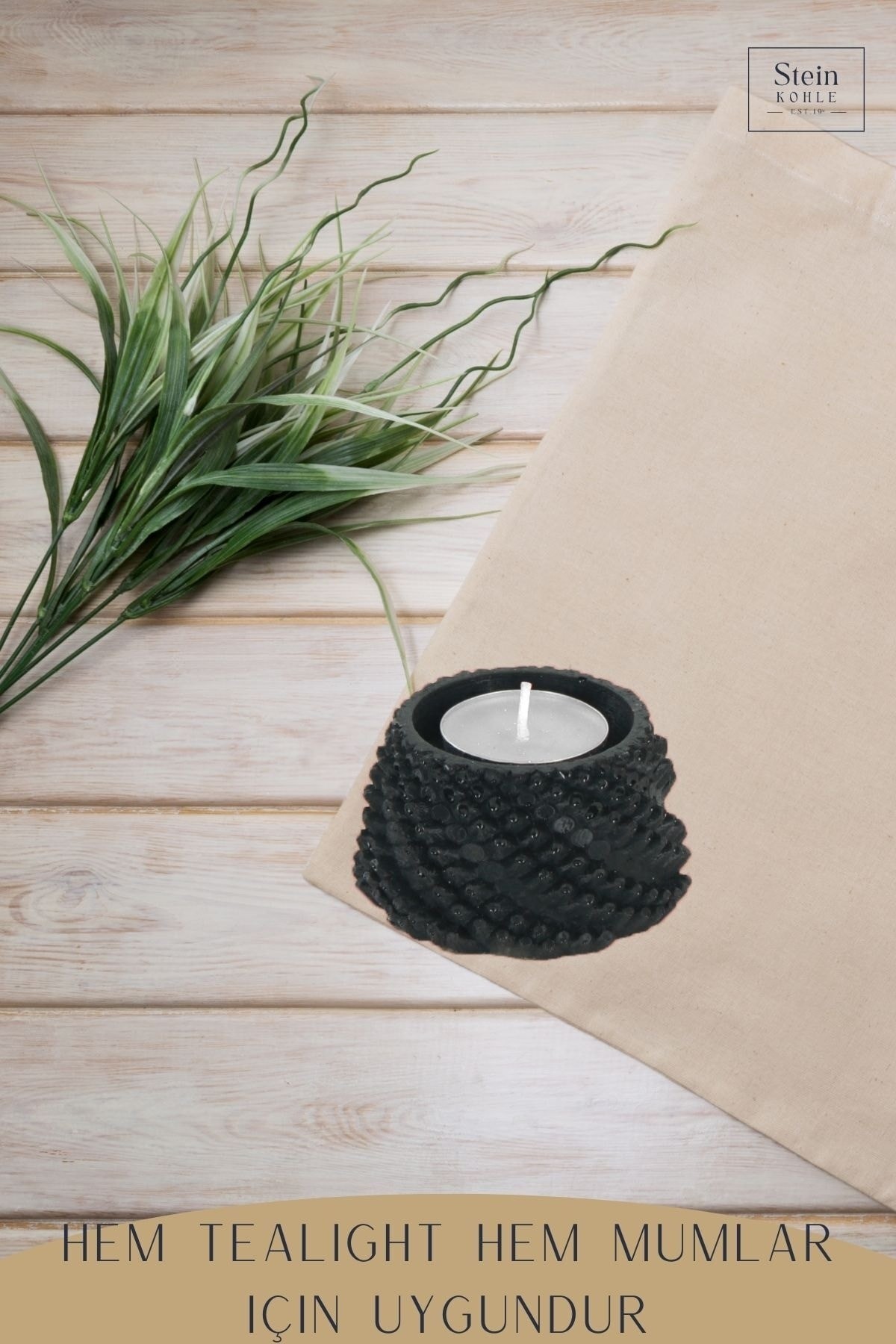 Şamdan Dekoratif Mumluk Siyah Şamdan Tealight ve Uzun Mum Uyumlu Ejderha Yumurtası Model