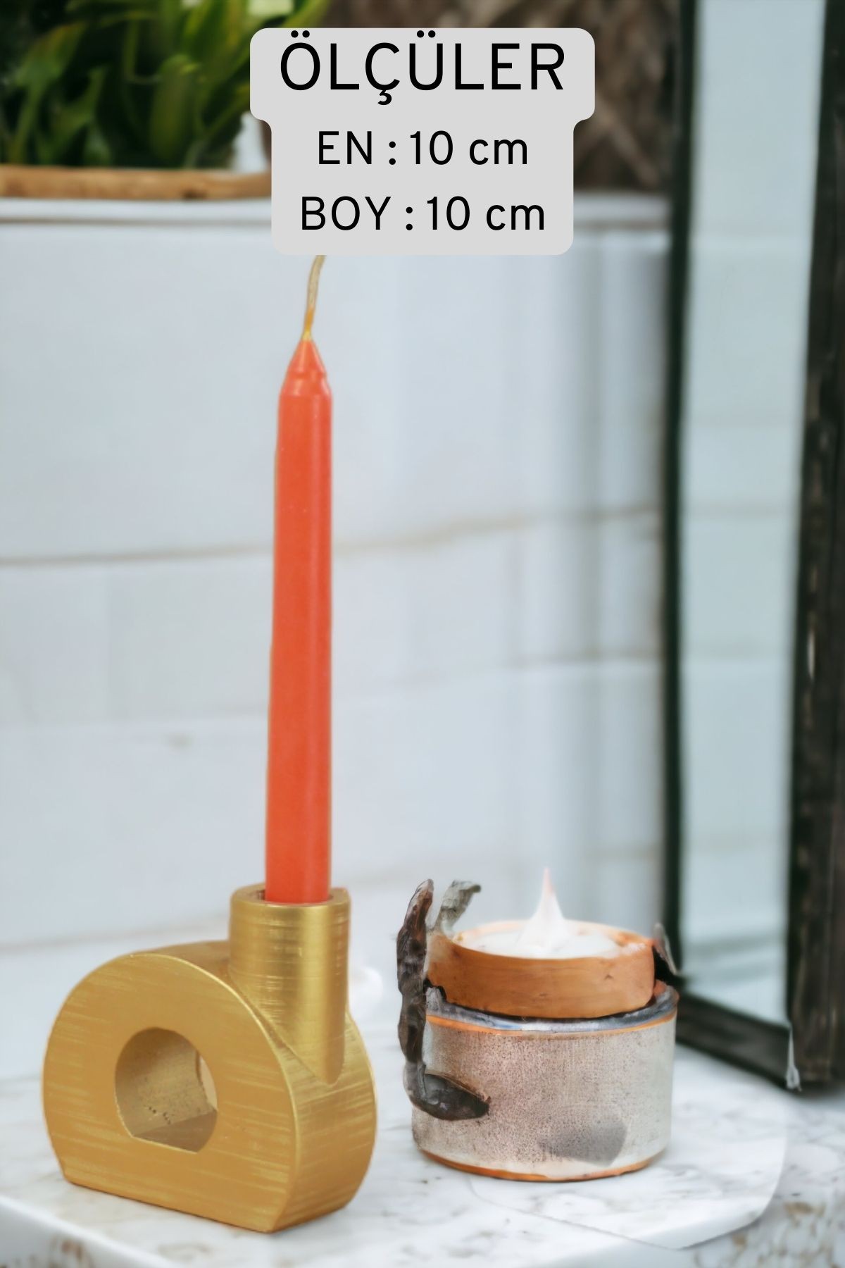 Şamdan Mumluk Altın Tealight ve Şamdan Mum Uyumlu Model 9