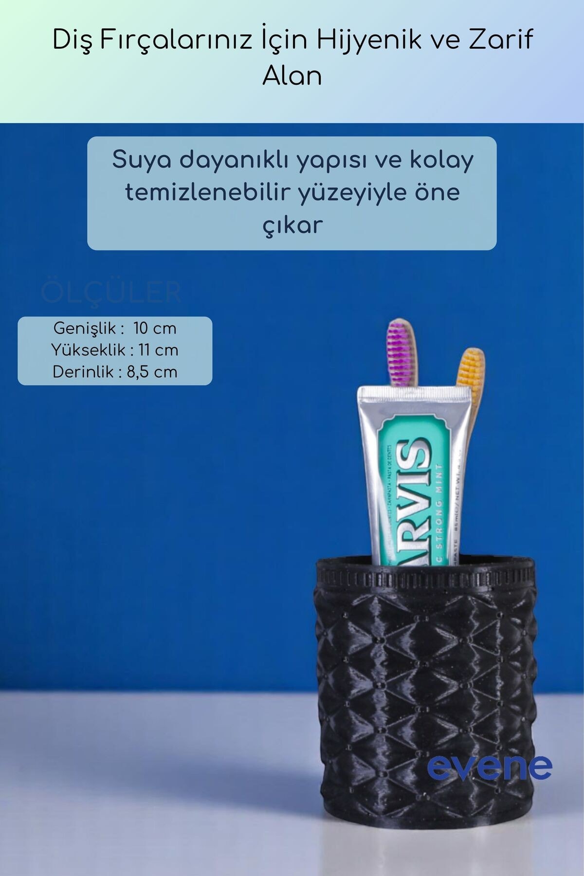 Diş Fırçalığı Diş Fırçalık Diş Fırçası Standı Diş Fırçası Tutucu Siyah Renk Model 85