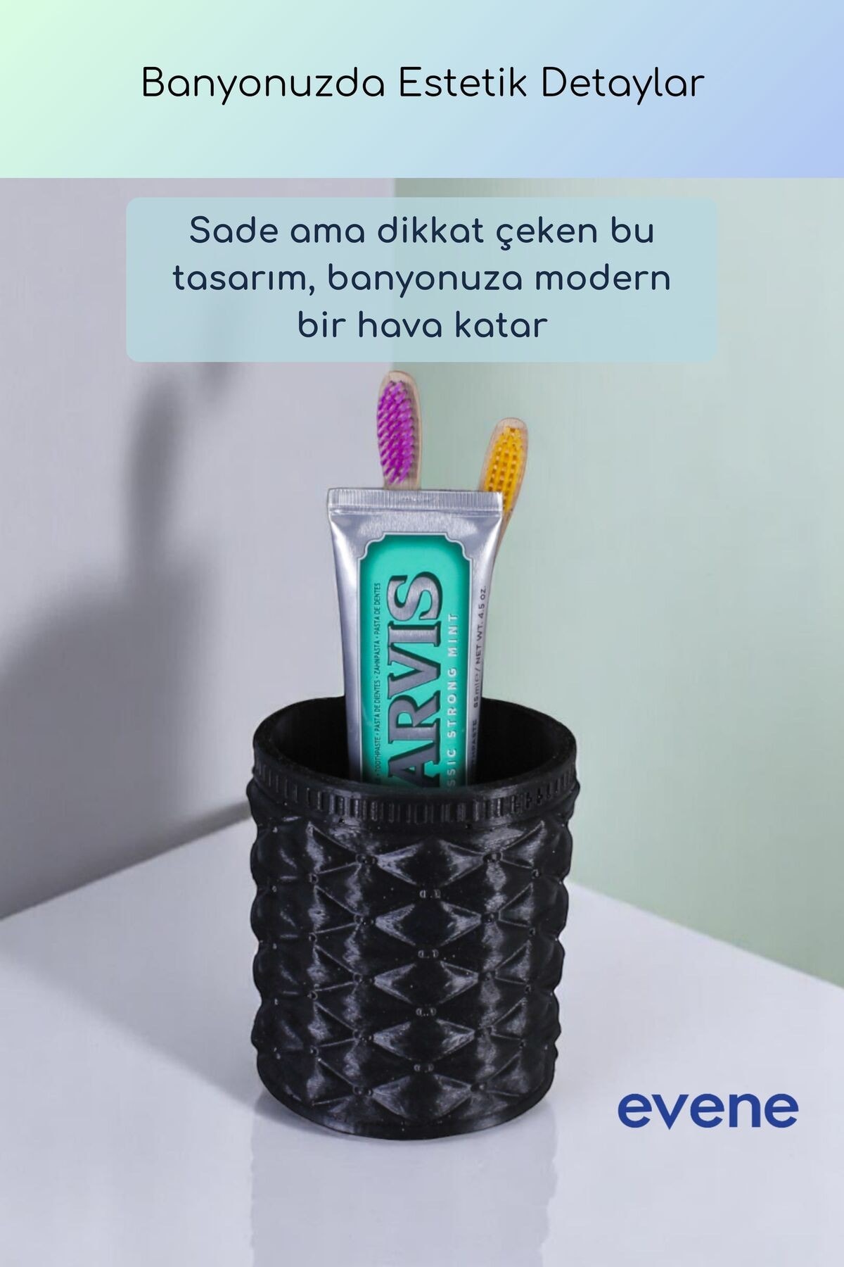 Diş Fırçalığı Diş Fırçalık Diş Fırçası Standı Diş Fırçası Tutucu Siyah Renk Model 85