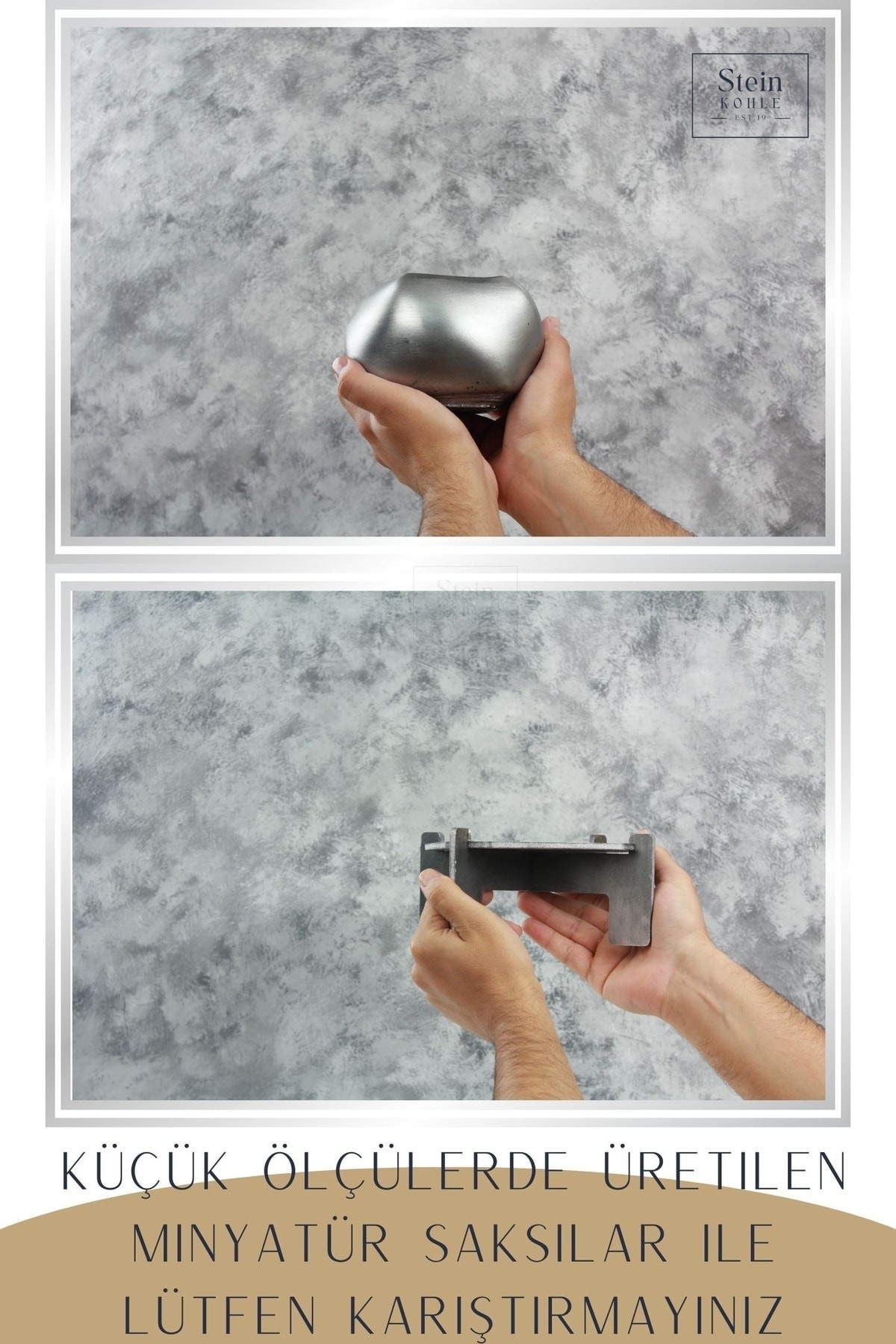 Ayaklı Saksı Ahşap Büyük Boy 1 Adet Gümüş Renk Eskitme Uygulamalı Spiral Oval Model