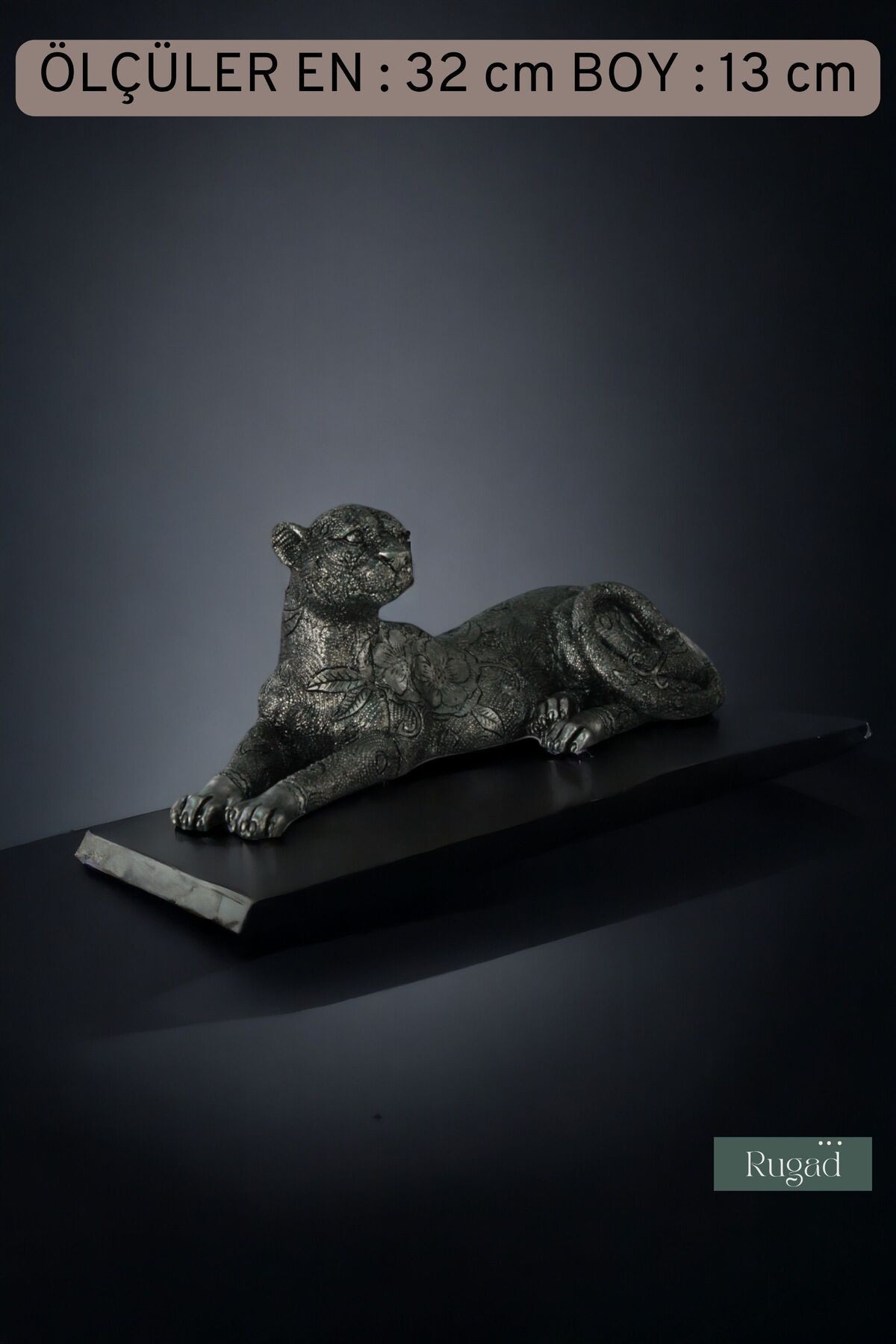 Biblo Dekoratif Heykel Leopar Biblosu Siyah Model 38