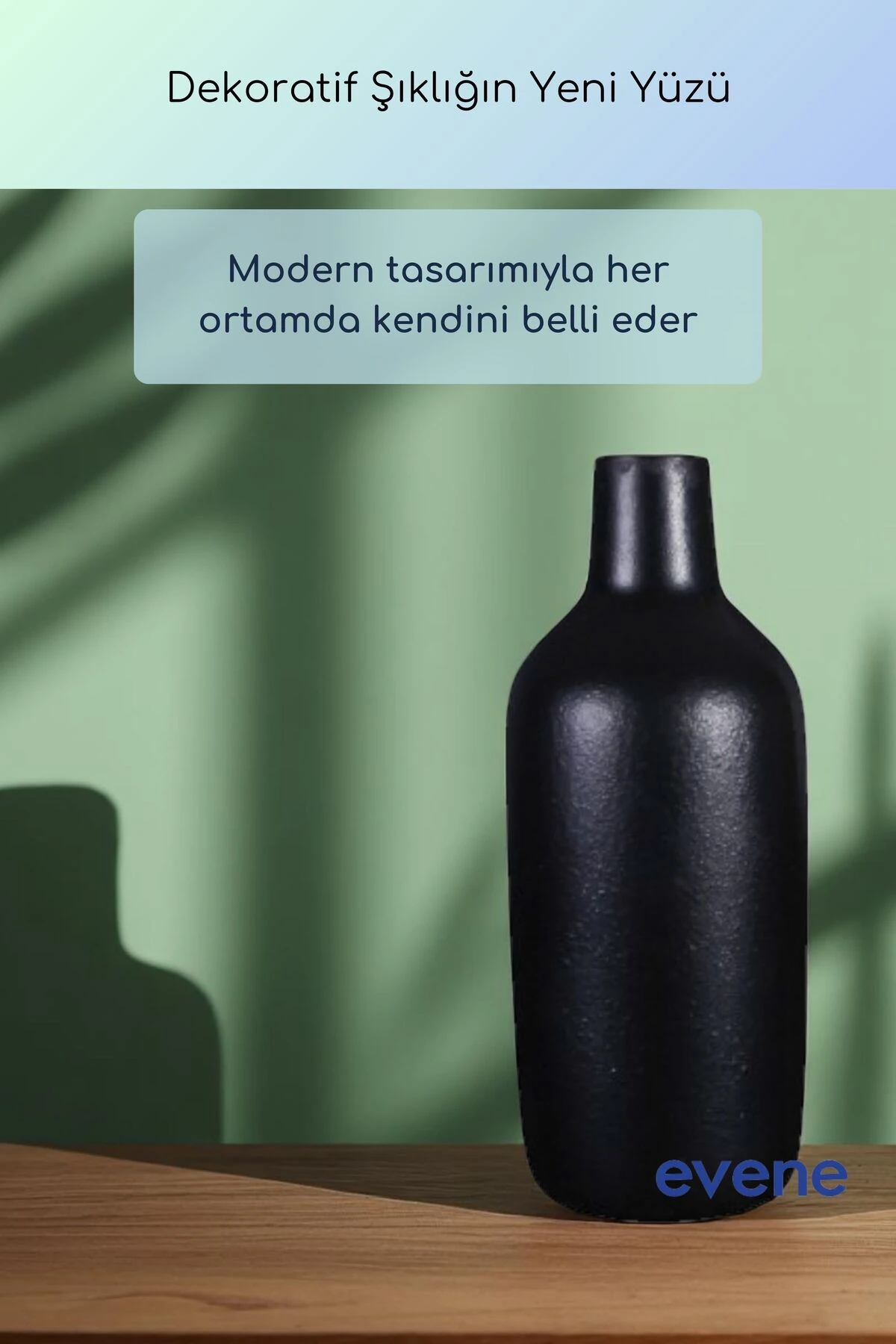 Vazo Küçük Vazo Masa Üstü Vazo Ev Dekorasyon Vazo Siyah Renk Model 71