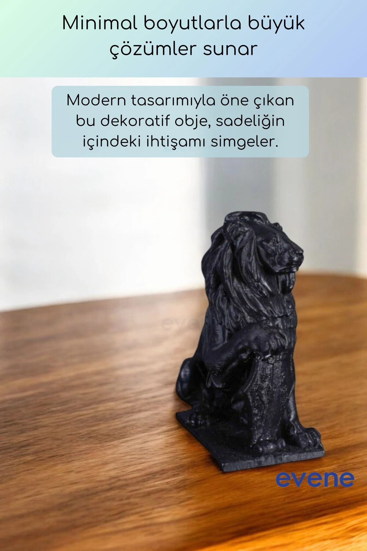 Dekoratif Obje Biblo Ev Dekorasyon Heykel Salon Masa Üstü Süs Eşyası Aslan Siyah Model 55