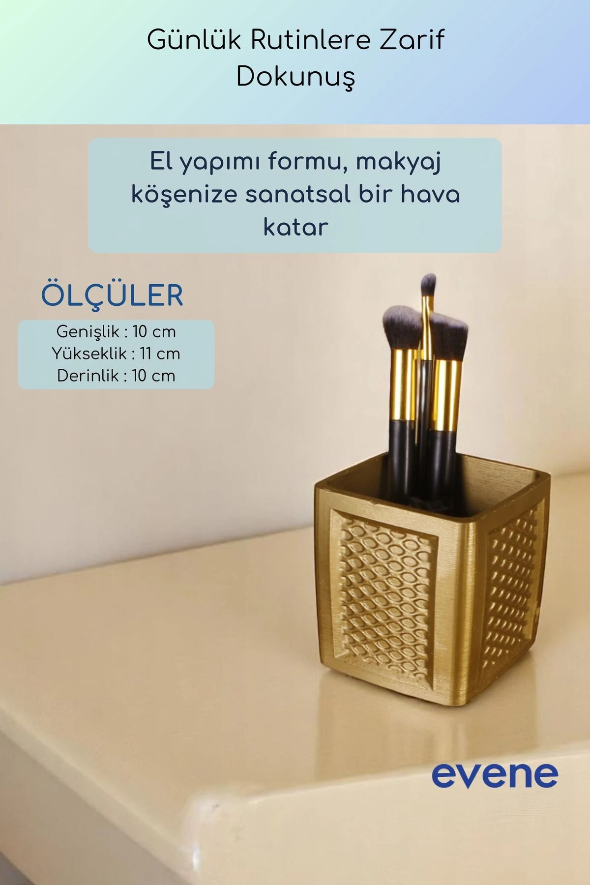 Makyaj Organizeri Makyaj Fırçalığı Makyaj Organizer Düzenleyici Altın Renk Model 86