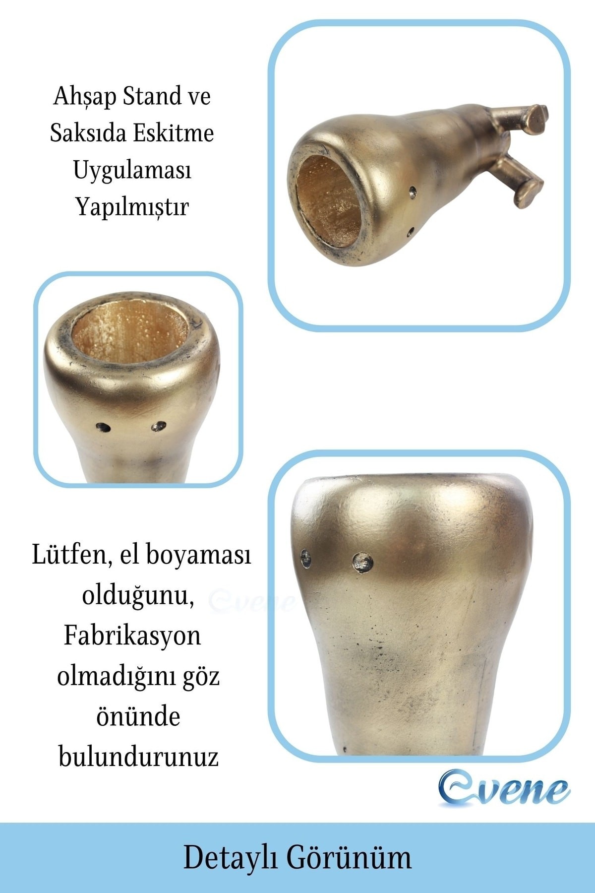 Ahşap Ayaklı Beton Saksı Büyük Boy 1 Adet Altın Varak Boyalı Eskitmeli Havuç Model