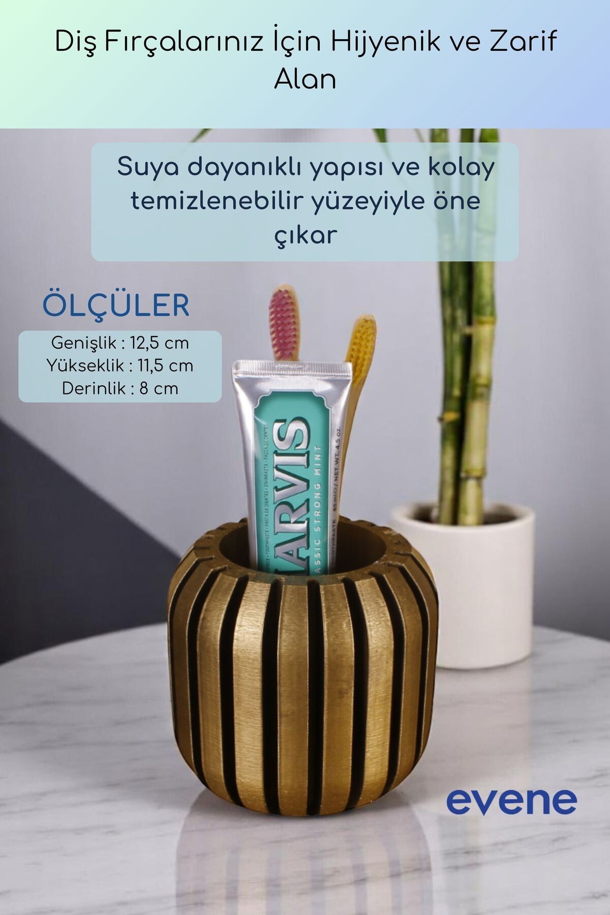 Diş Fırçalığı Diş Fırçalık Diş Fırçası Standı Diş Fırçası Tutucu Altın Eskitme Model 79