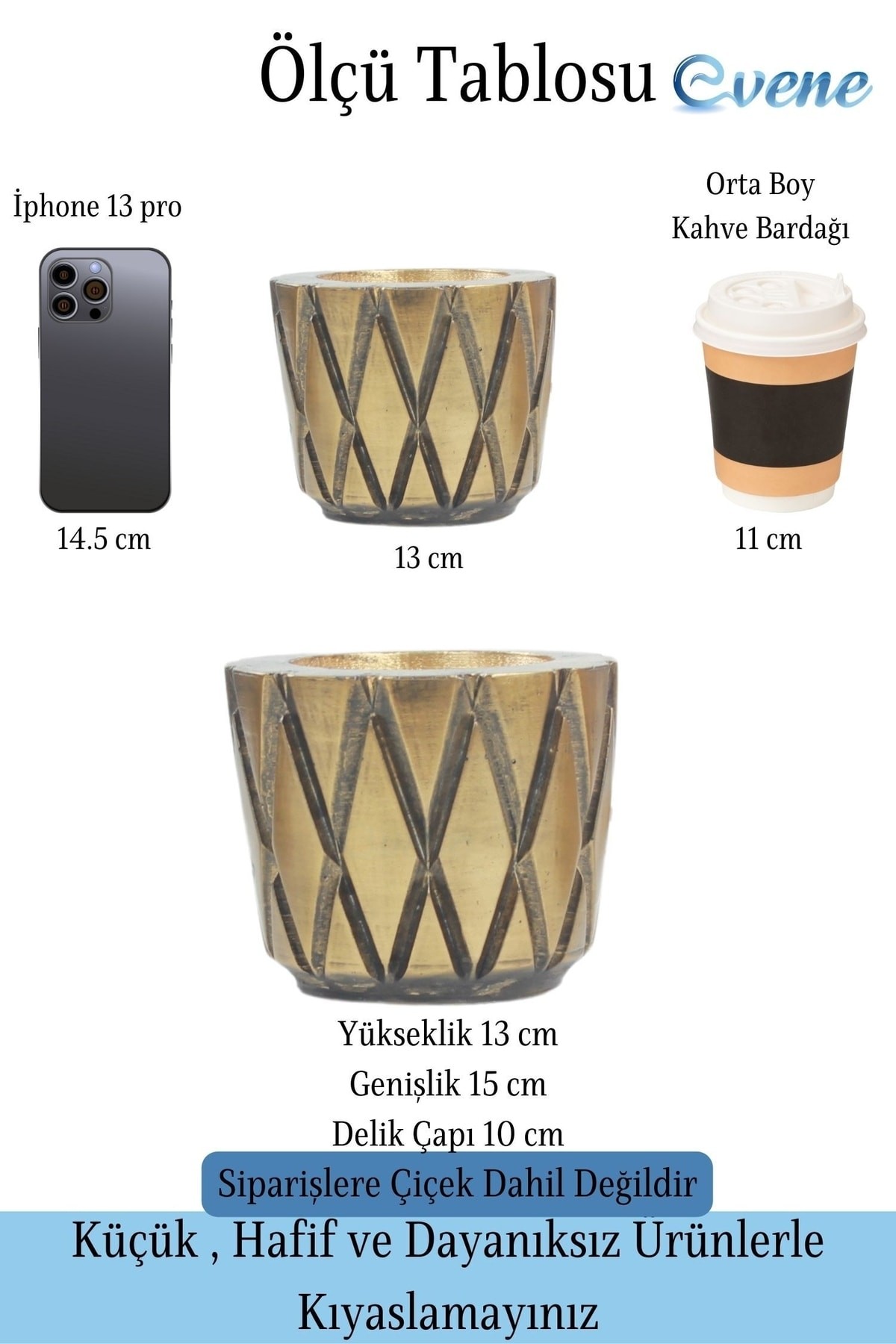 Saksı Çiçek Kaktüs Saksısı Lüx 15 Cm Altın Eskitme Varak Boyalı Baklava Desen Saksı Çiçeklik